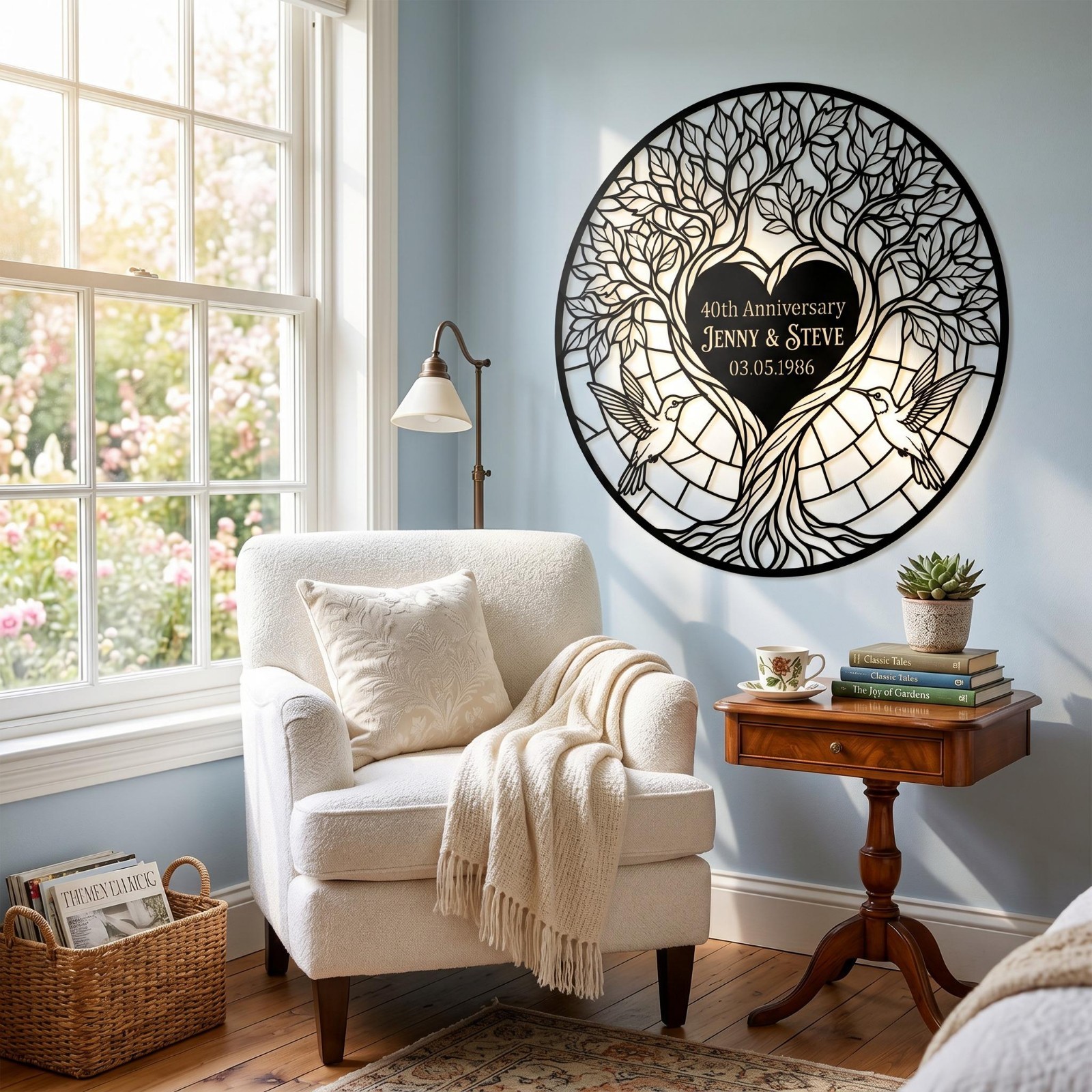 Personalized Tree of Love Metal Sign, Anniversary Couple Wall Art Gift