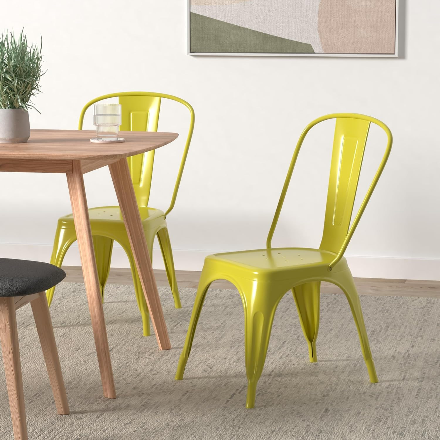 Metal Dining Chair Farmhouse Tolix Style for Kitchen Dining Room Café Restaurant