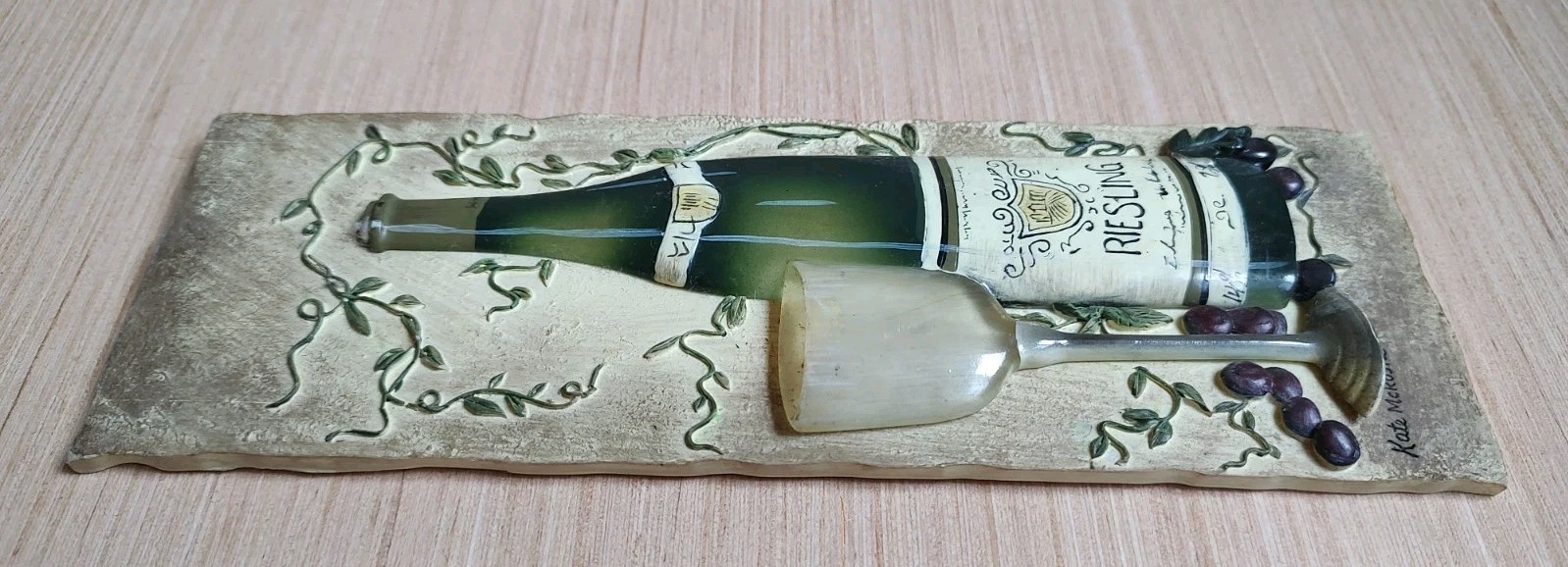 Kate McRistie Wall Art Plaque 3D Vintage and Vine Decor Dining Bottle 2005 Y2K