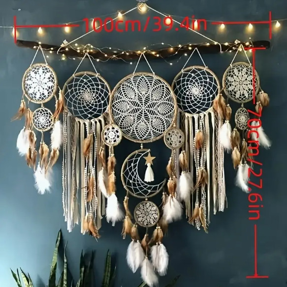 DREAMCATCHER-5 Pack Large Size Dreamcatchers, Moon and Stars Handmade