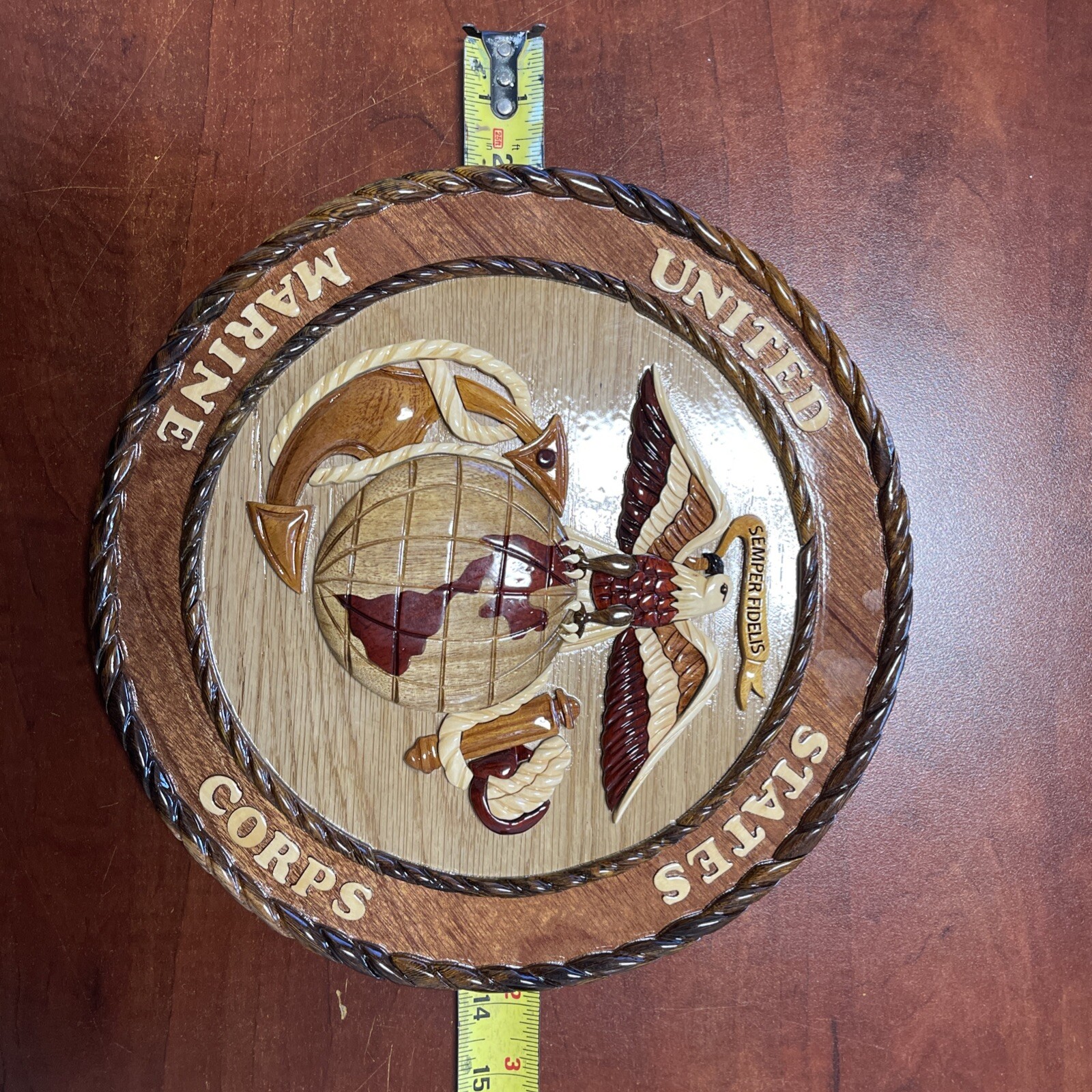 USMC 12”x12” Wood Sign United States Marine Corps Wall Decor New in Box
