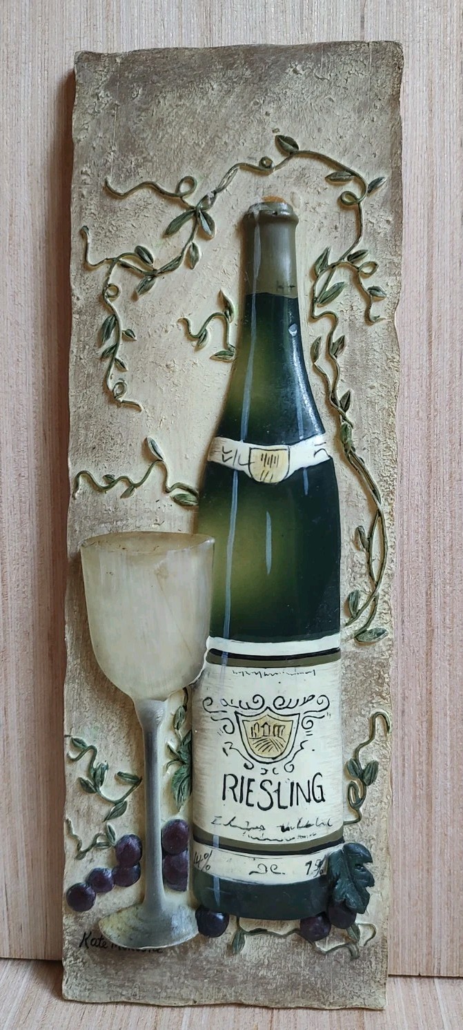 Kate McRistie Wall Art Plaque 3D Vintage and Vine Decor Dining Bottle 2005 Y2K