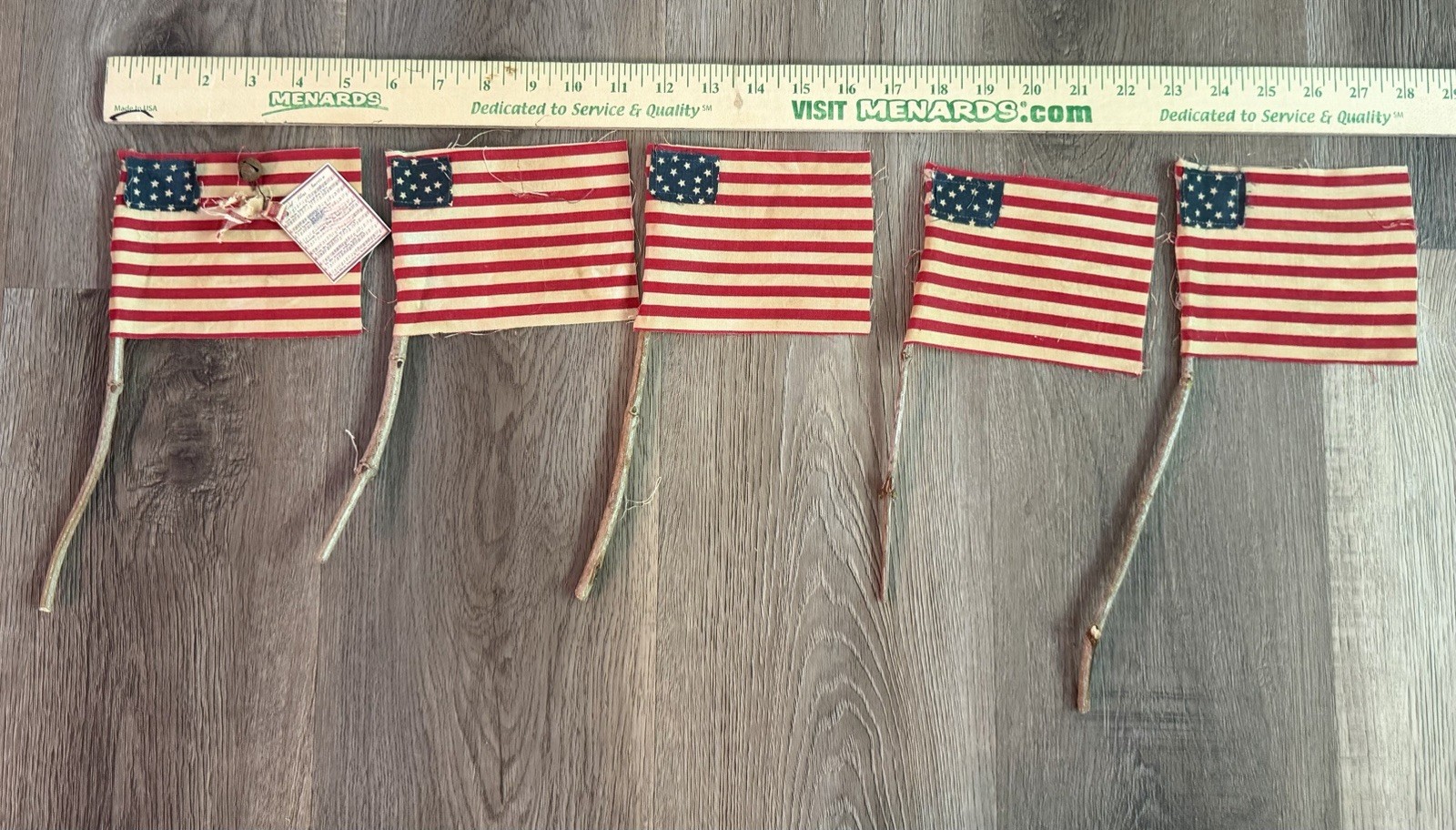 5 Rustic Grubby Primitive Style American Flags Small Decor Handmade Staind USA