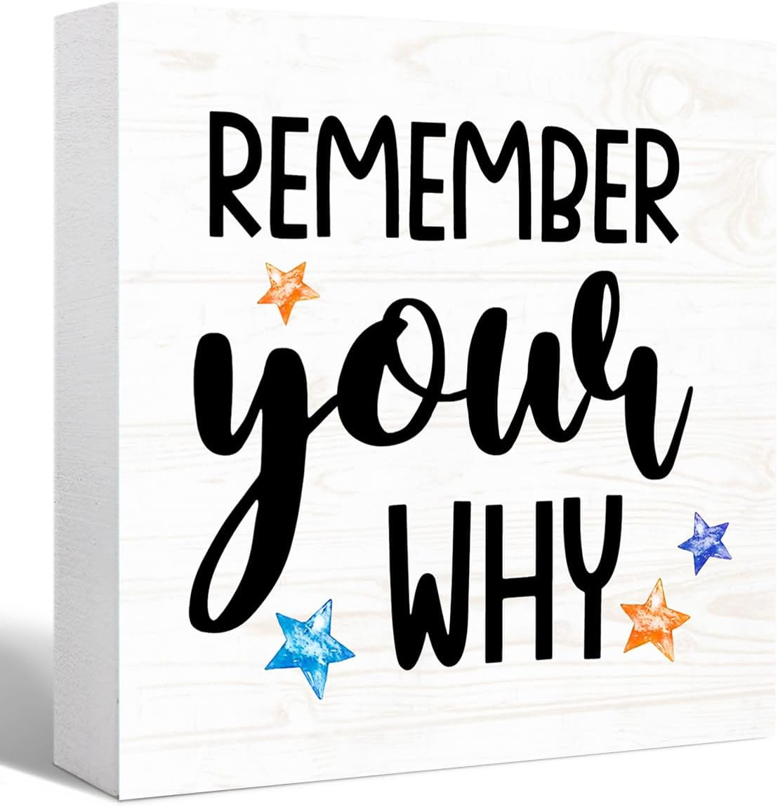 White Inspirational Office Wood Box Sign Desk Decor,Motivational Table Decor,Rem