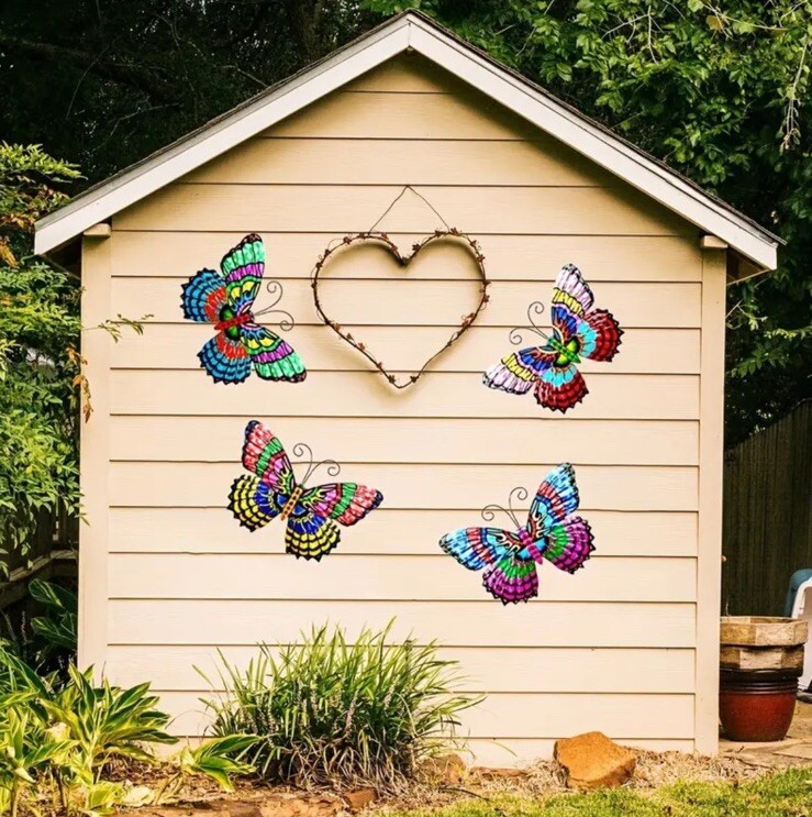 3D Metal Butterflies Set Of 4 Hanging Decor Garden Wedding Party Decor