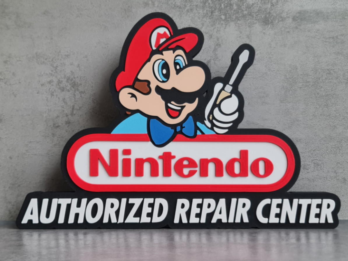 Nintendo Authorized Repair Center Logo / Sign 3D Printed Wall Decor