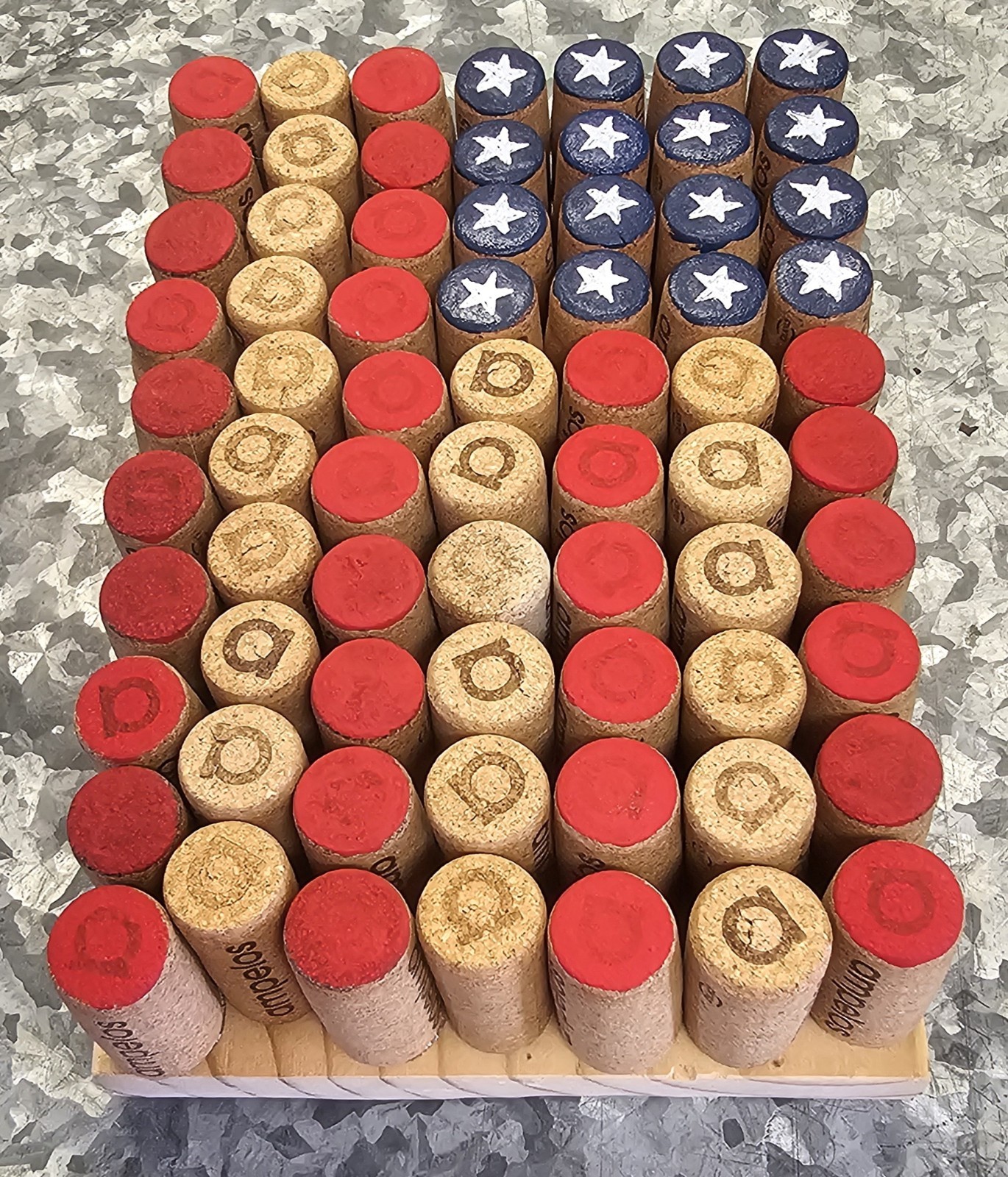 American Flag Wine Cork Patroitic Shelf Sitter/ Wall Sign