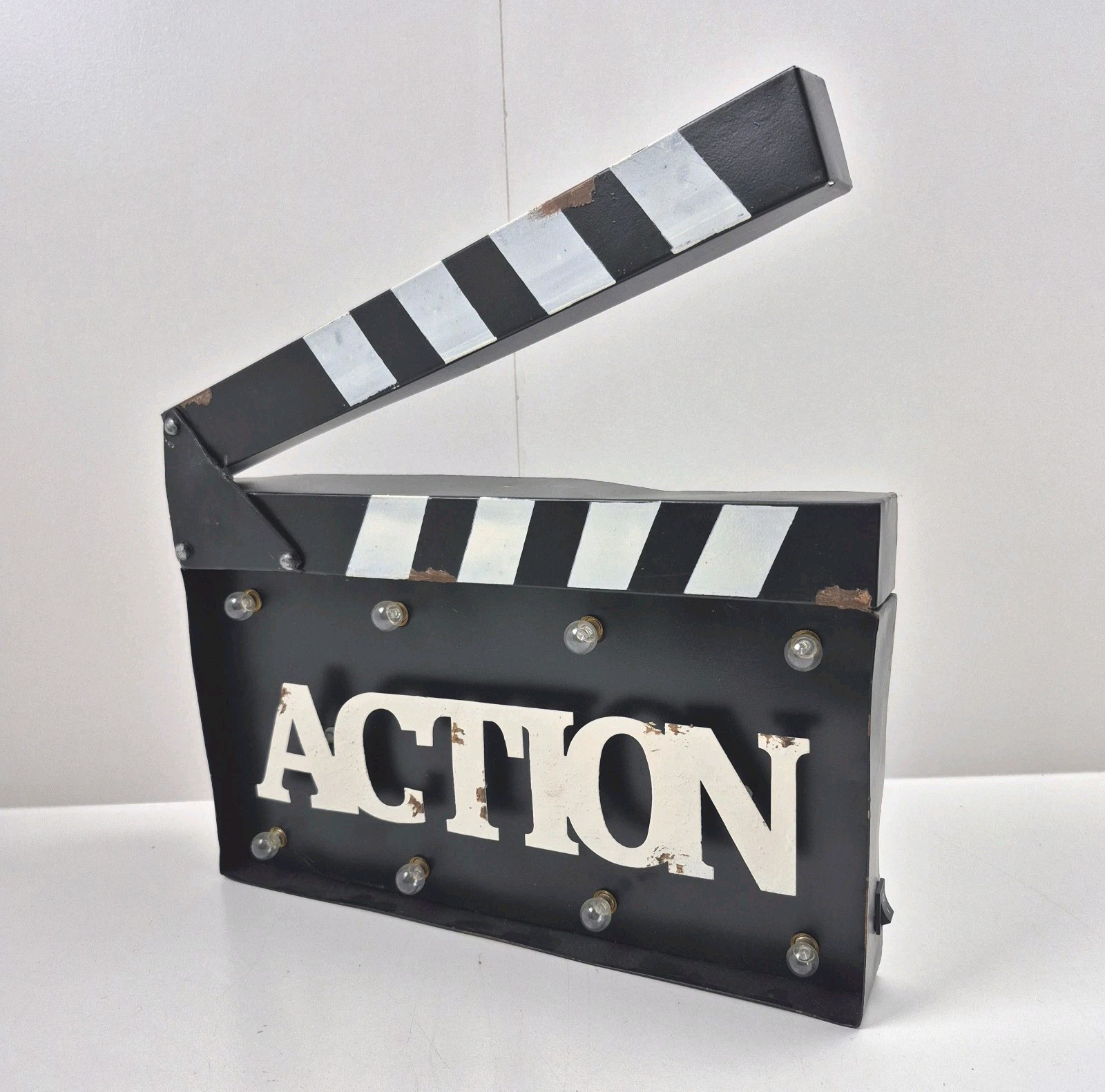 Rare Vtg Movie Director Light-Up Action Clapperboard Home Theater Wall Decor