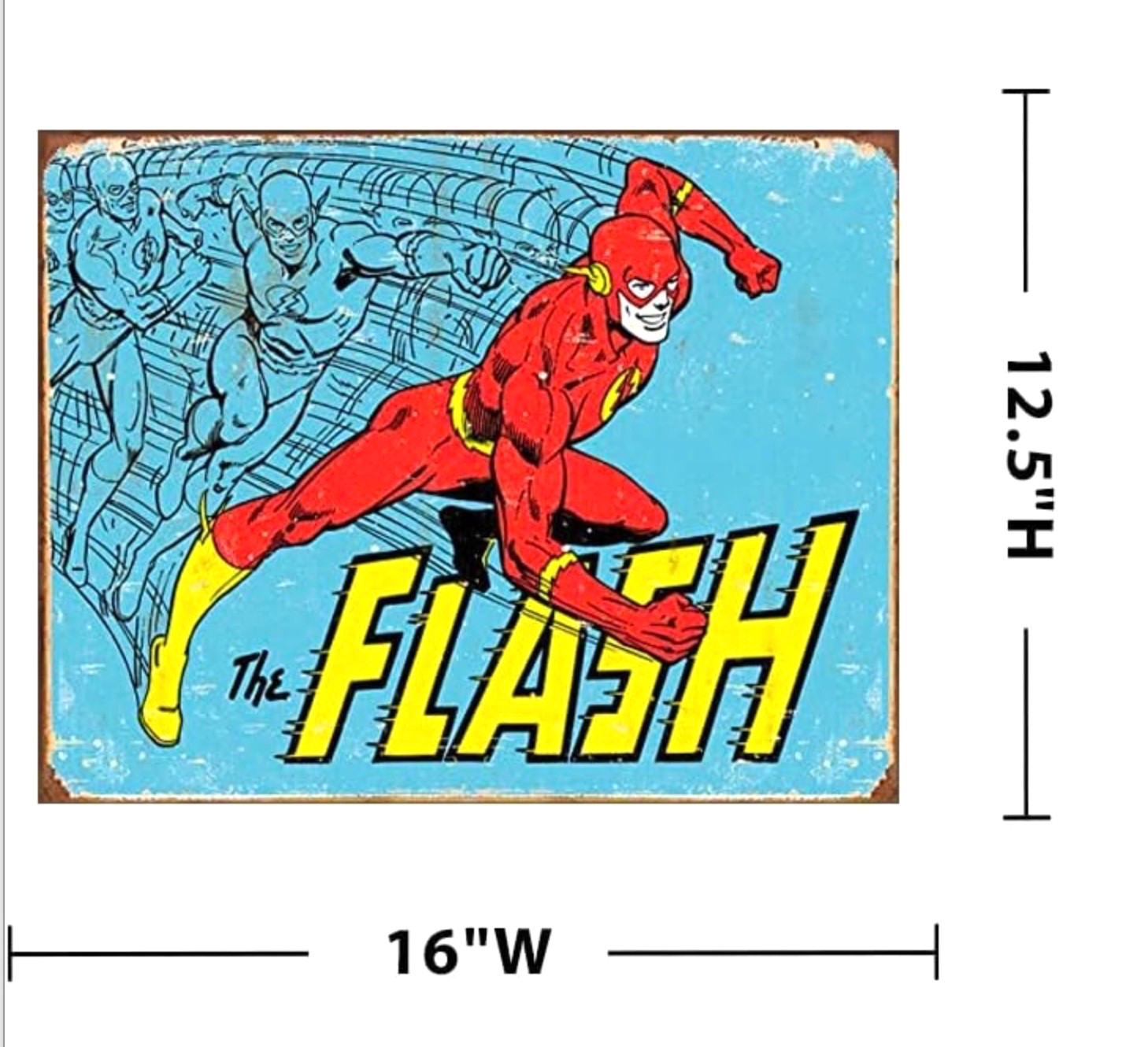 The Flash Vintage Look 12.5″ x 16″ Metal Metallic TIN Wall Sign Comics Poster