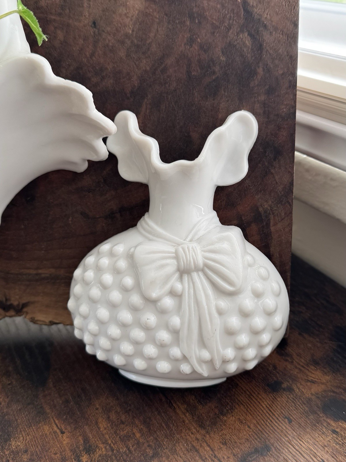 Vintage Burwood Hobnail Wall Decor Set White Basket Vase Plaque Cottagecore MCM