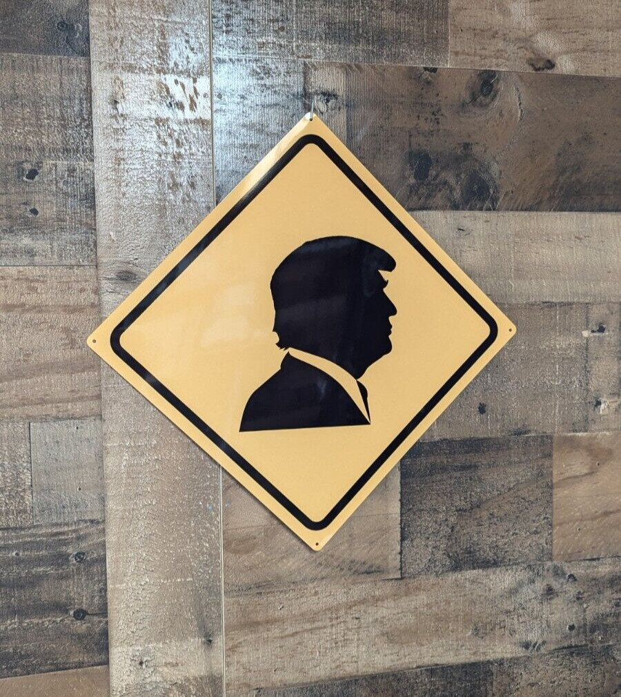 Donald Trump 2024 Yellow Yield Road Sign Warning Street METAL SIGN 12X12 SS268