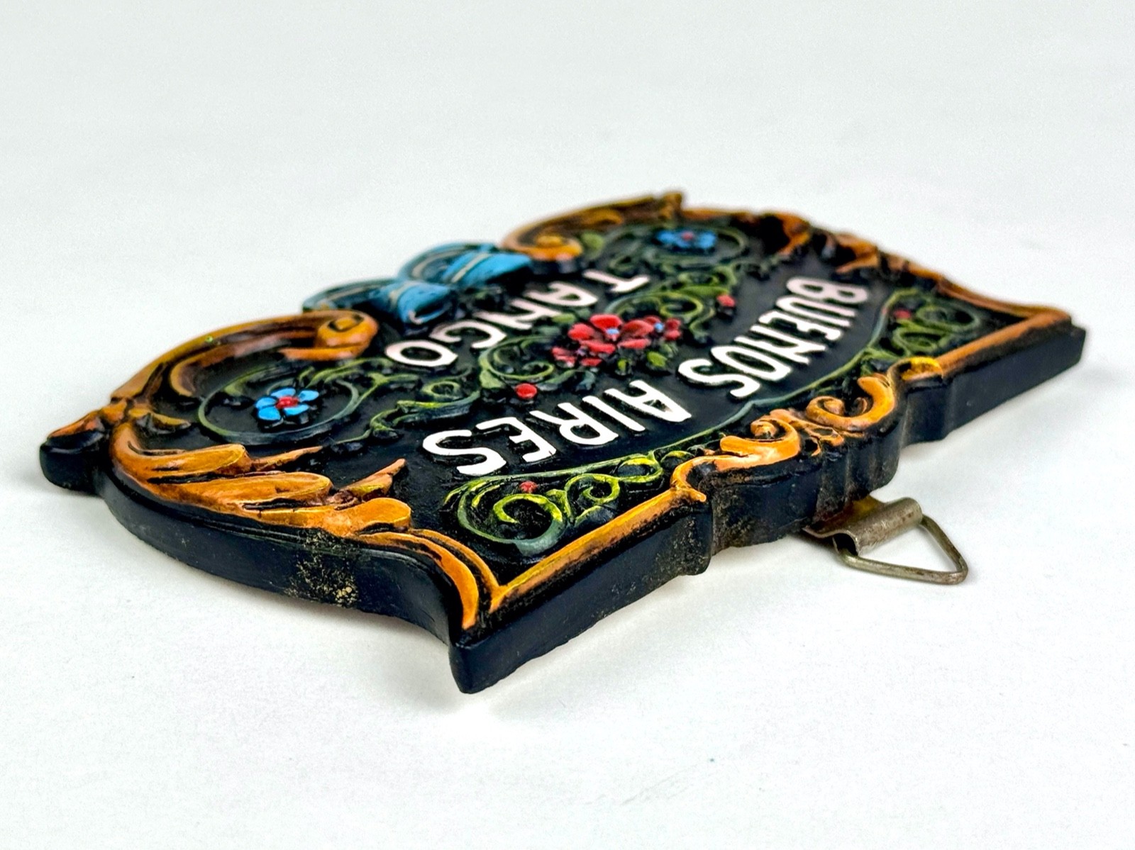 VTG 4×2.5 Handmade Filete Buenos Aires Tango Hanging Plaque/Sign From Argentina