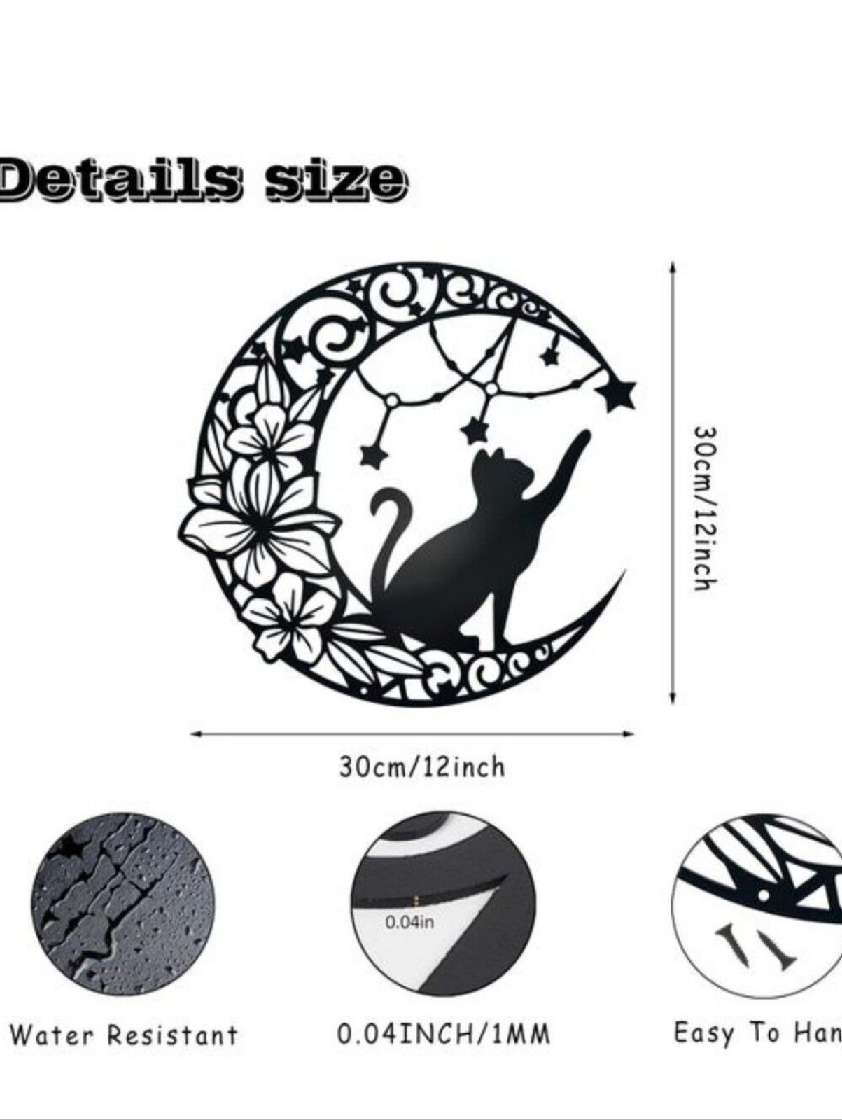 Zoihet Black Floral Moon Swirl Metal Wall Art – Home Wall Decor 12X12