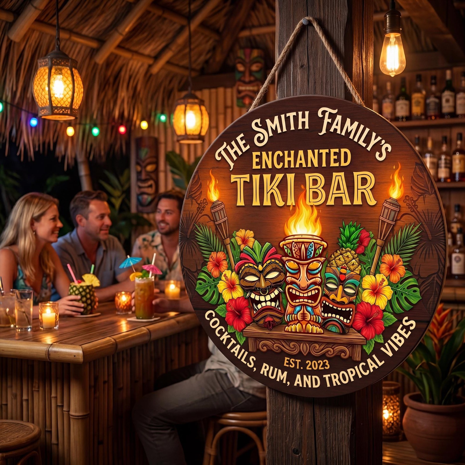 Custom Personalized Tiki Bar Wooden Sign Pool Bar Beach House Decor Gift