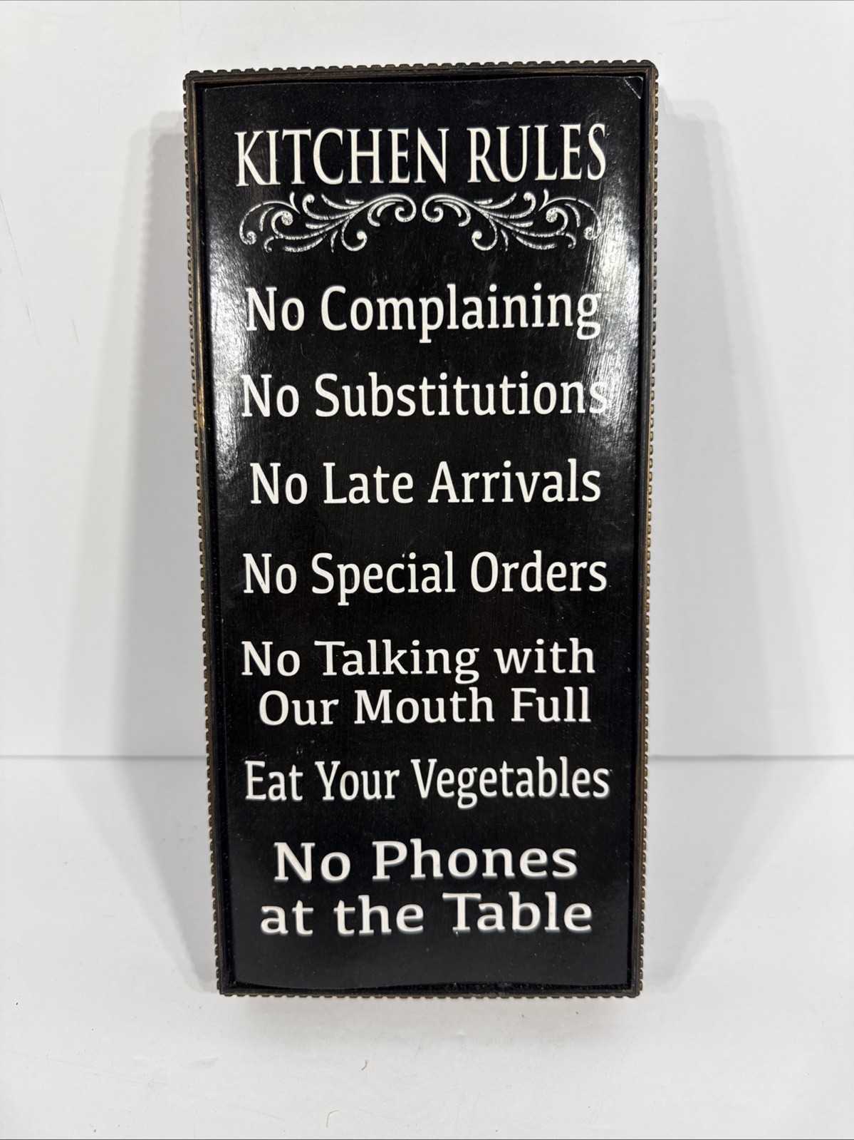 Kitchen rules plastic sign 11″x5.5″