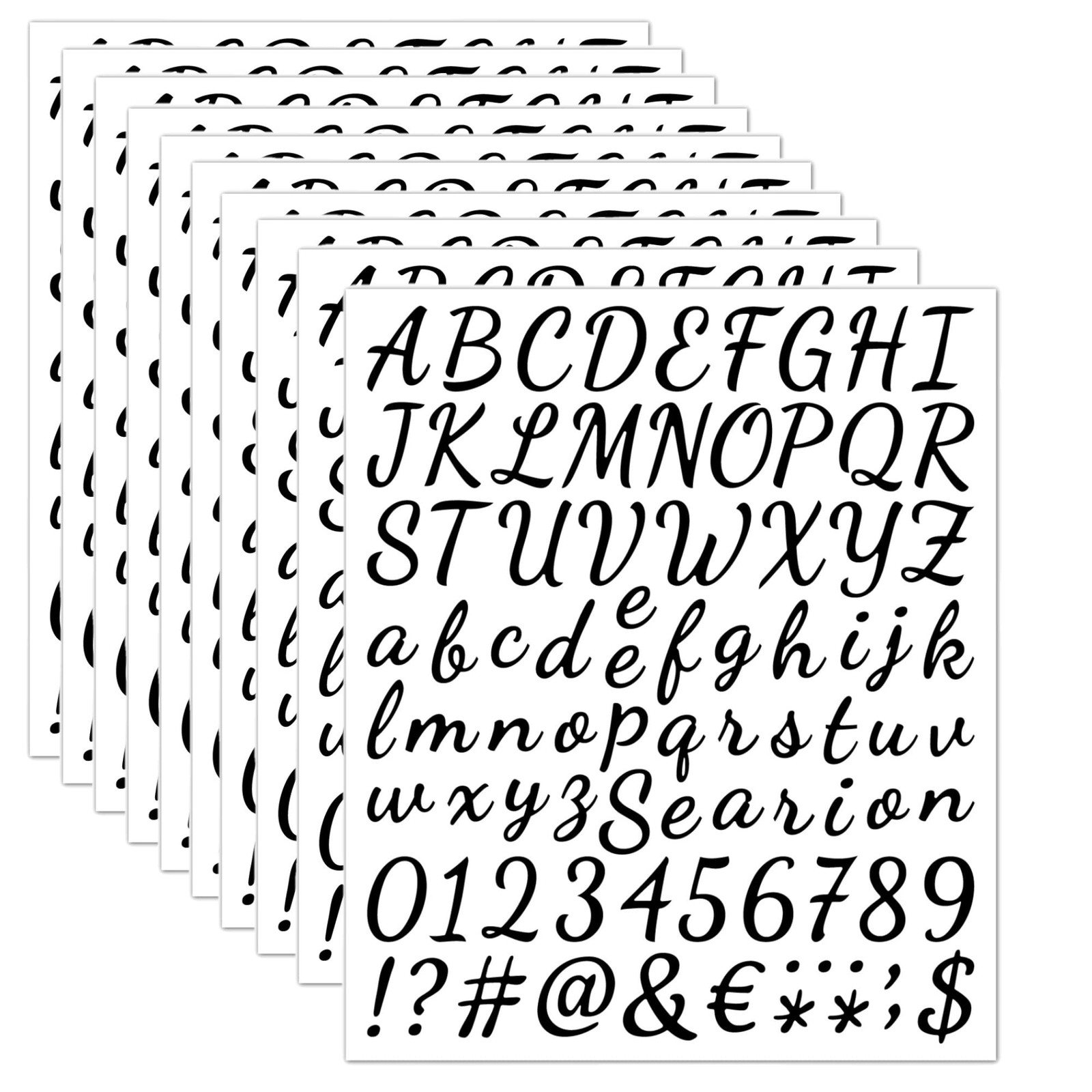 760Pcs 10 Sheets Self Adhesive Vinyl Letters Numbers Kit, (Black) Cursive Mailbo