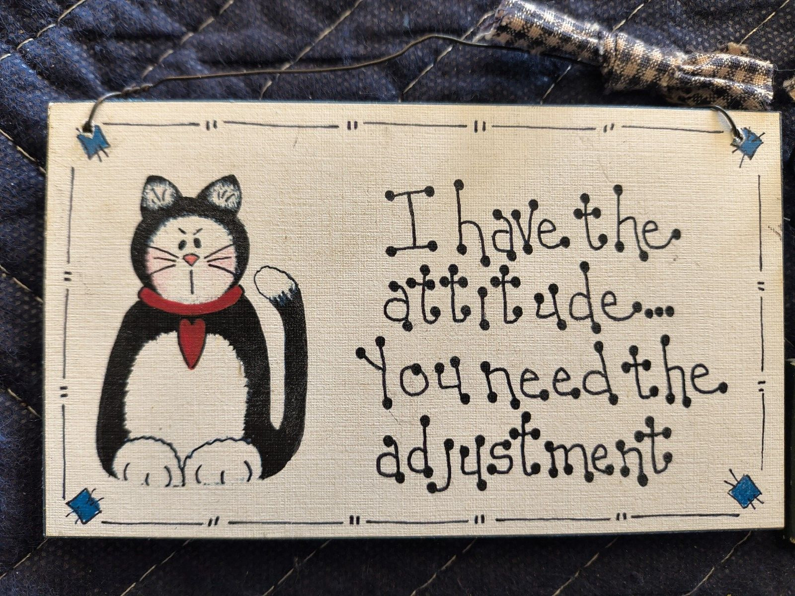 LOT OF 3 CAT FUNNY-FOLK ART WOOD PLACK SIGNS HAND PAINTED CUTE CAT WALL HANGERS