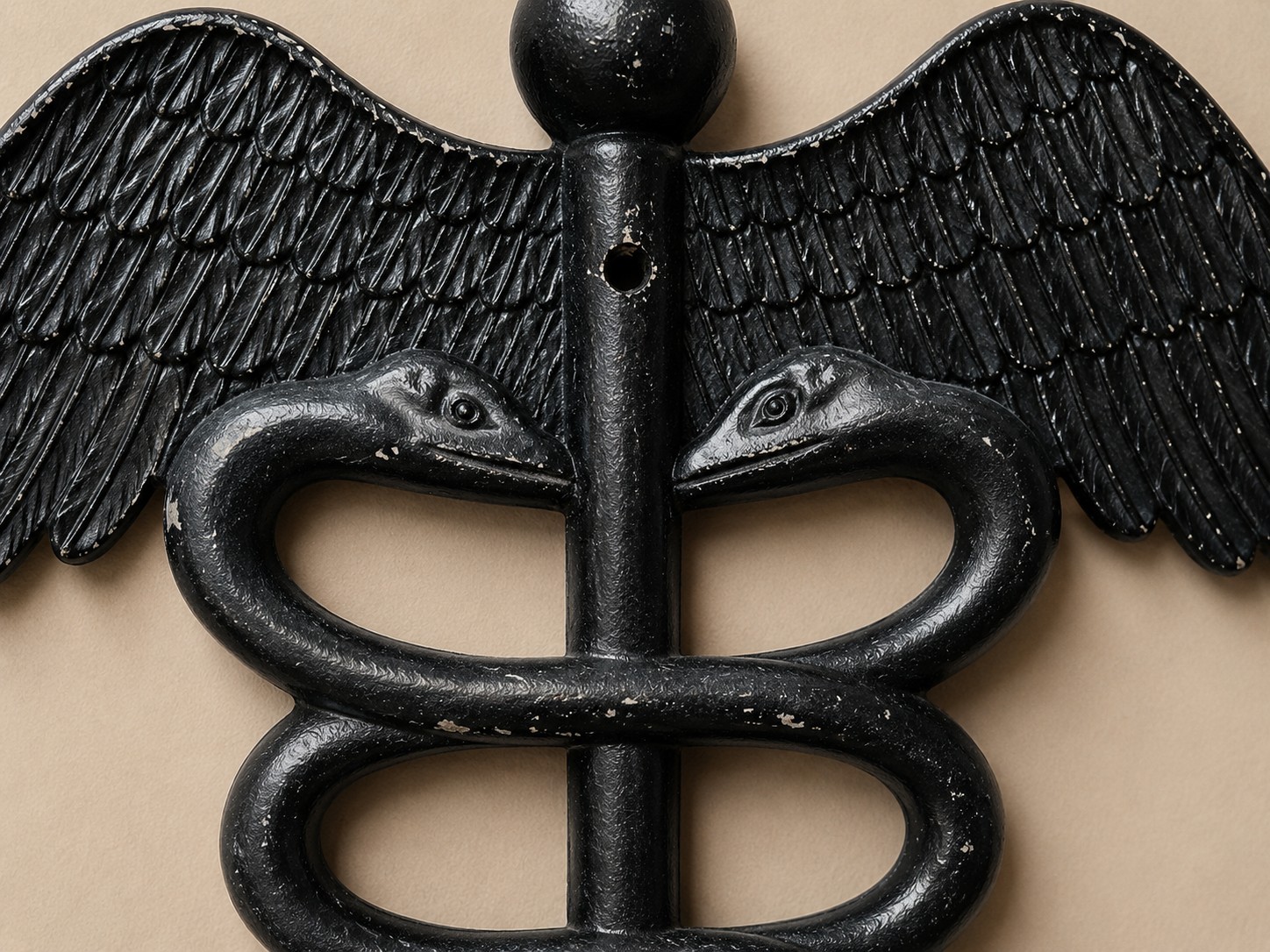 Vintage Metal Caduceus RX Pharmacy Medical Wall Plaque Sign 16″ x 16″ Black