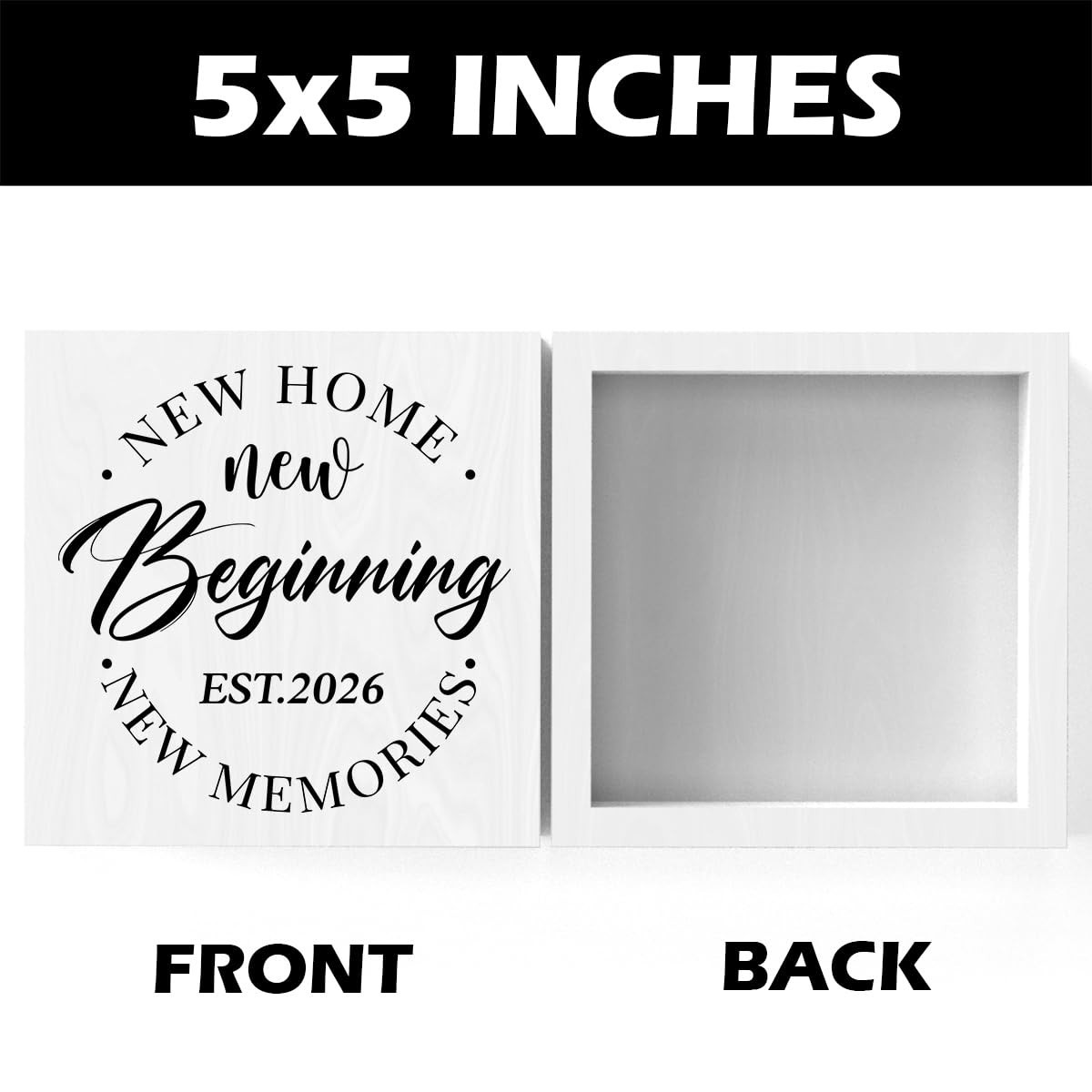 Housewarming Sign 5×5 Inch, New Homeowner Gift, White