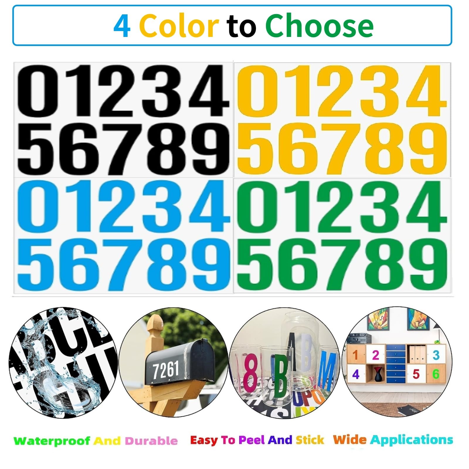 10 Sheets 100 Pcs Vinyl House Numbers for Mailbox, 4 inch SelfAdhesive Number…