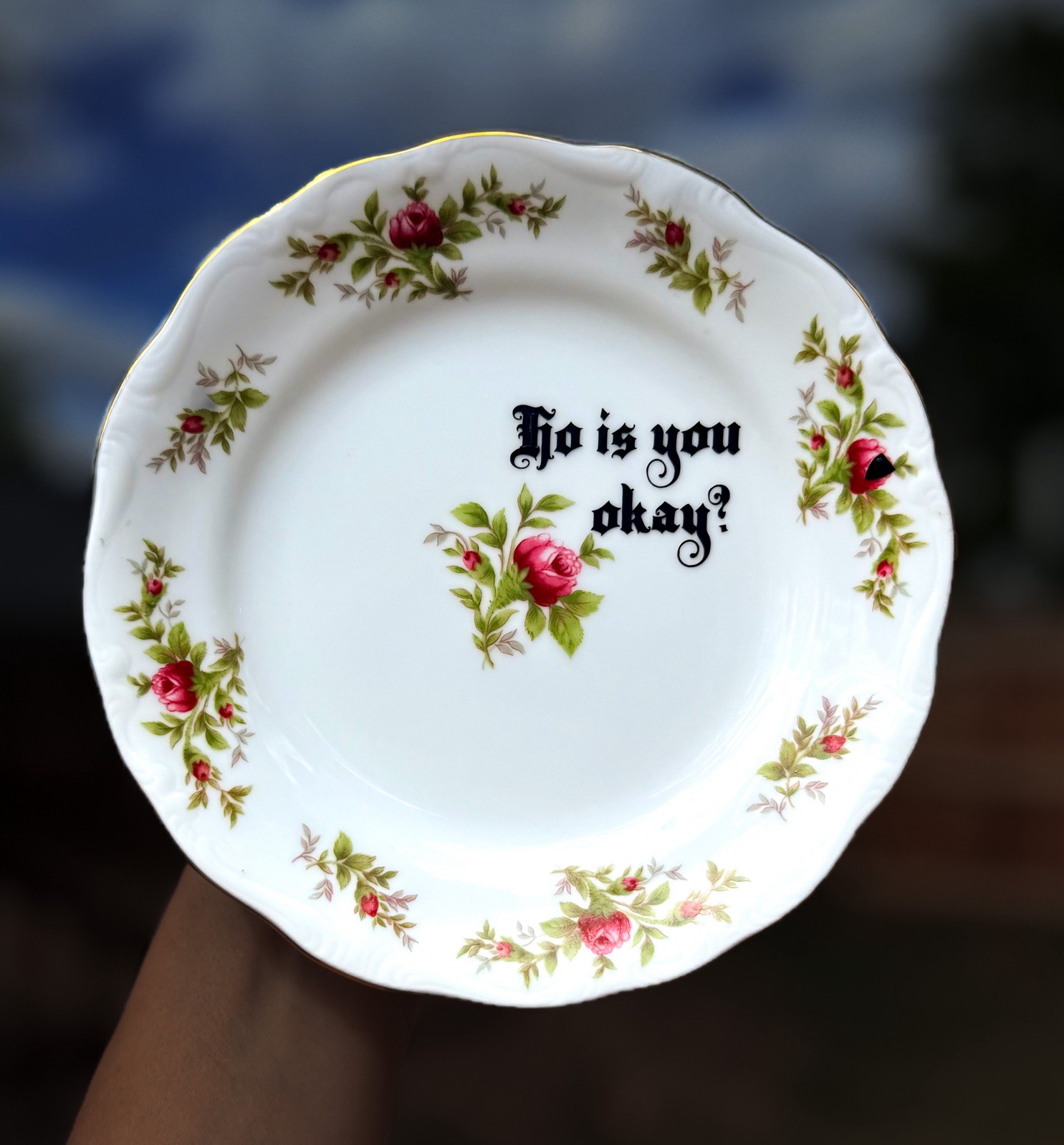 Funny Quote Vintage Hanging Plate Gallery Wall – Handmade Floral Decor 6”