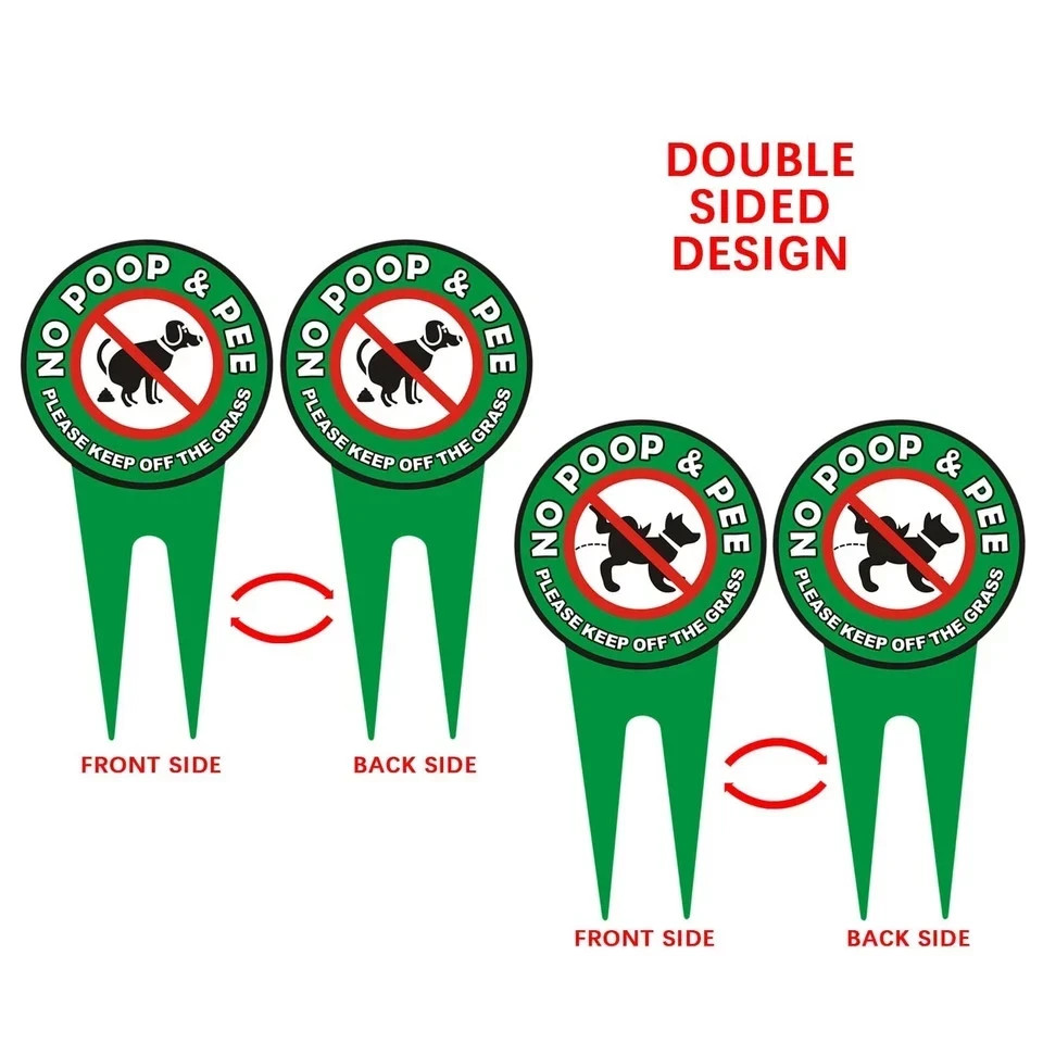 2 PCS No Dog Poop Signs for Yard, 12 x 6 inch Double Sided PLEASE KEEP OFF THE