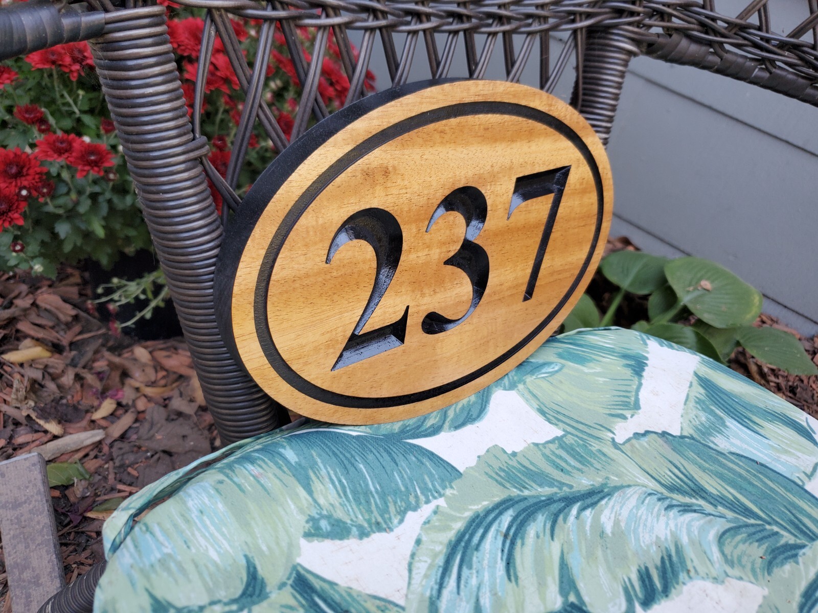 Custom House Sign Number Plaque Outdoor Wood Caved Personalized Home Oval
