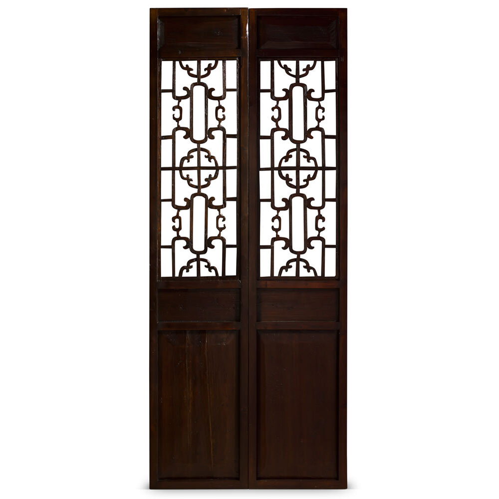 US SELLER – Vintage Chinese Floor Screen Set of 2 Panels