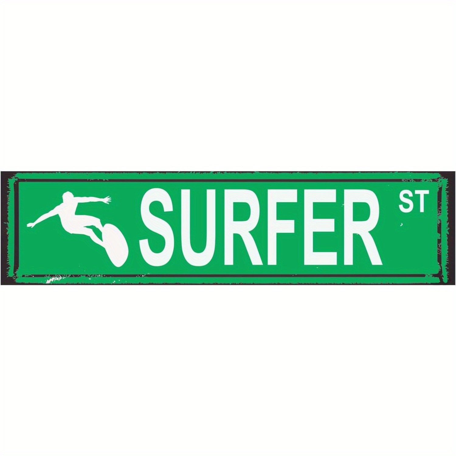 Metal Surfboard Sign Surfer St Aluminum Street Sign 18×4 Funny Decor