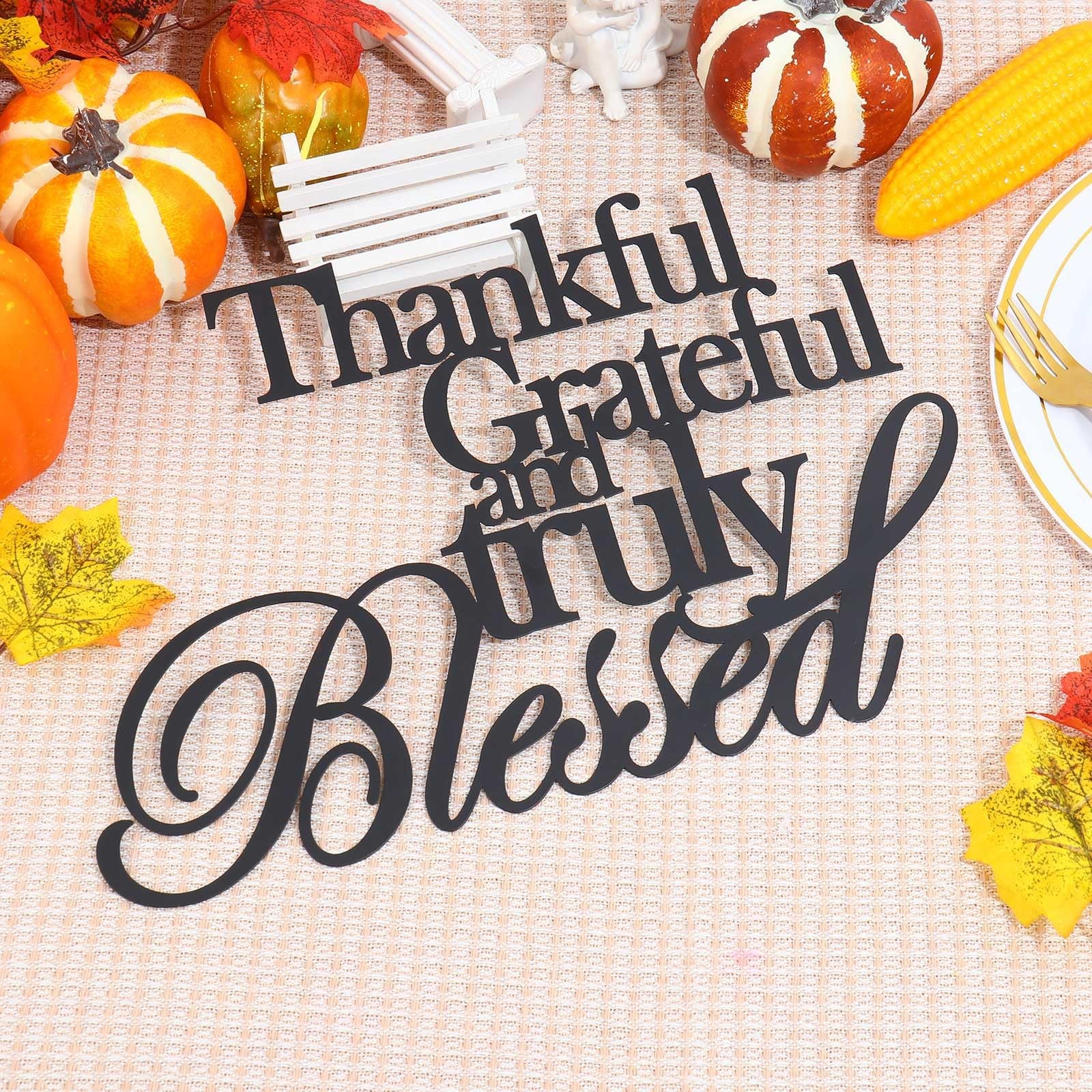 KOYILTD Classic Thankful Grateful Blessed Wall Decor – Medium style1, Black
