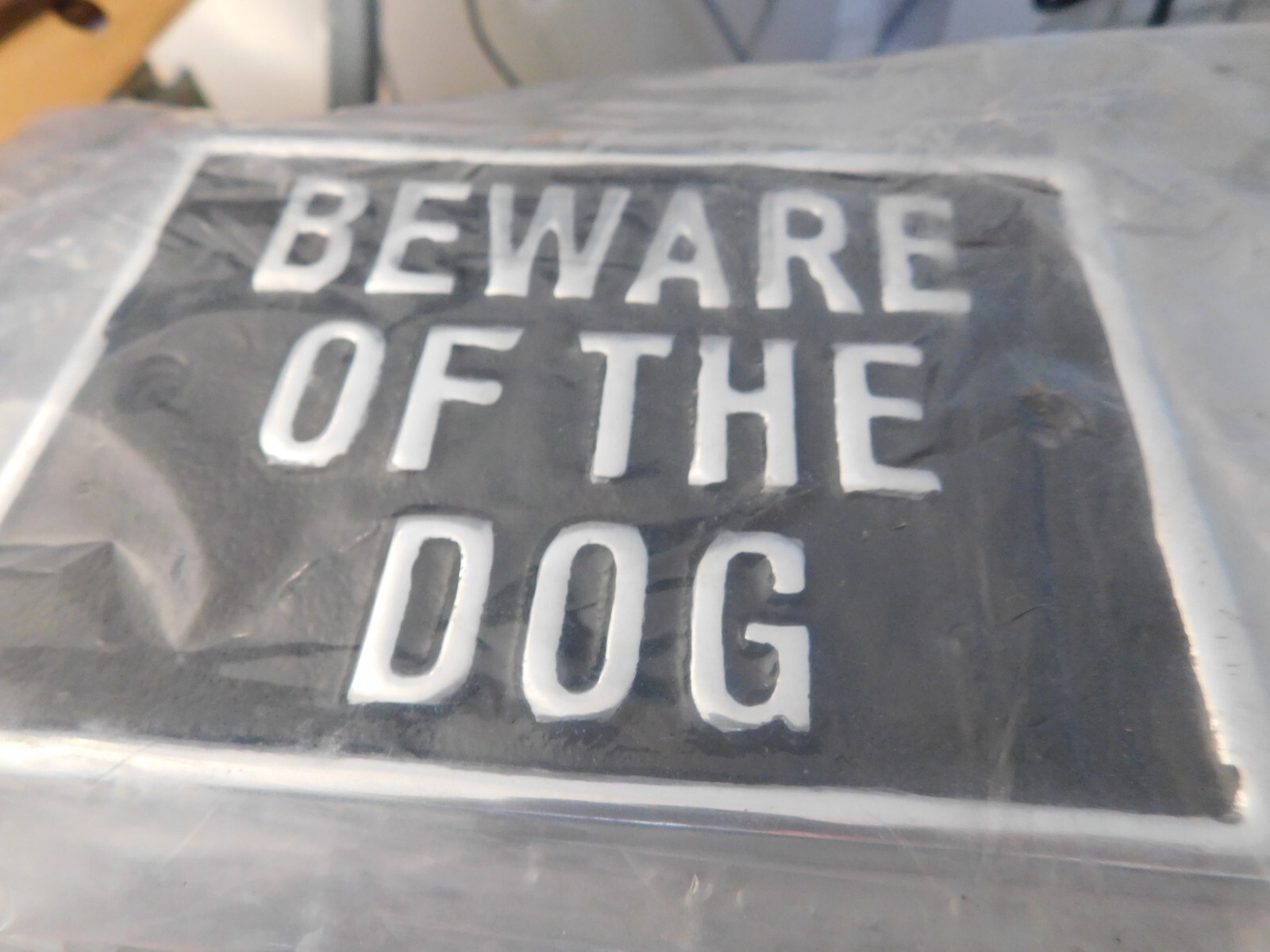 Metal BEWARE OF THE DOG Plaque Sign Rustic Ranch Wall Decor Kennel
