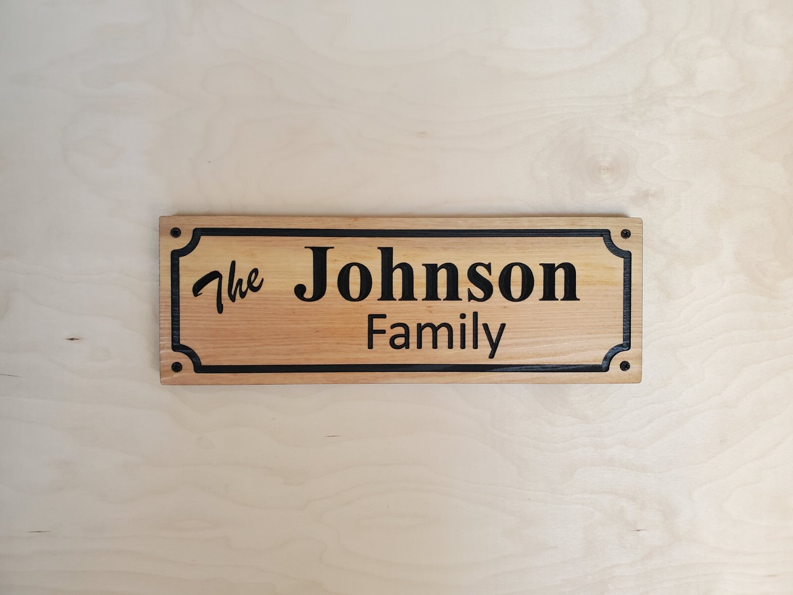 Custom Family Sign Carved Last Name Wood Plaque Cedar Walnut Personalized Wooden