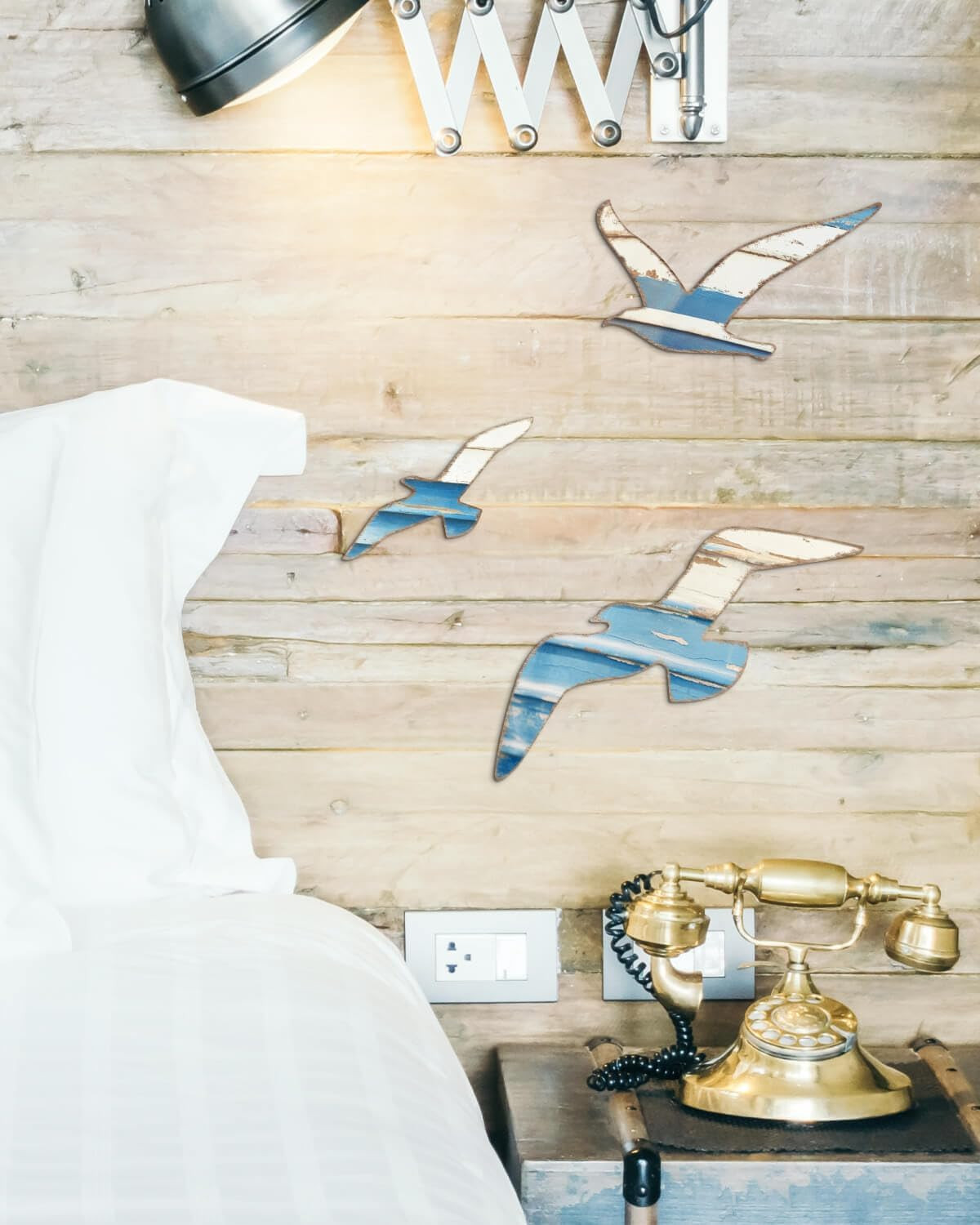 3Pcs Wood Nautical Decor Seagull Wall Decor Nautical Coastal Theme Wall Art Adhe