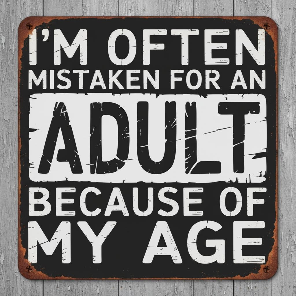 Often Mistaken For An Adult 12 x 12 Square Vintage Novelty Metal Sign USA Made