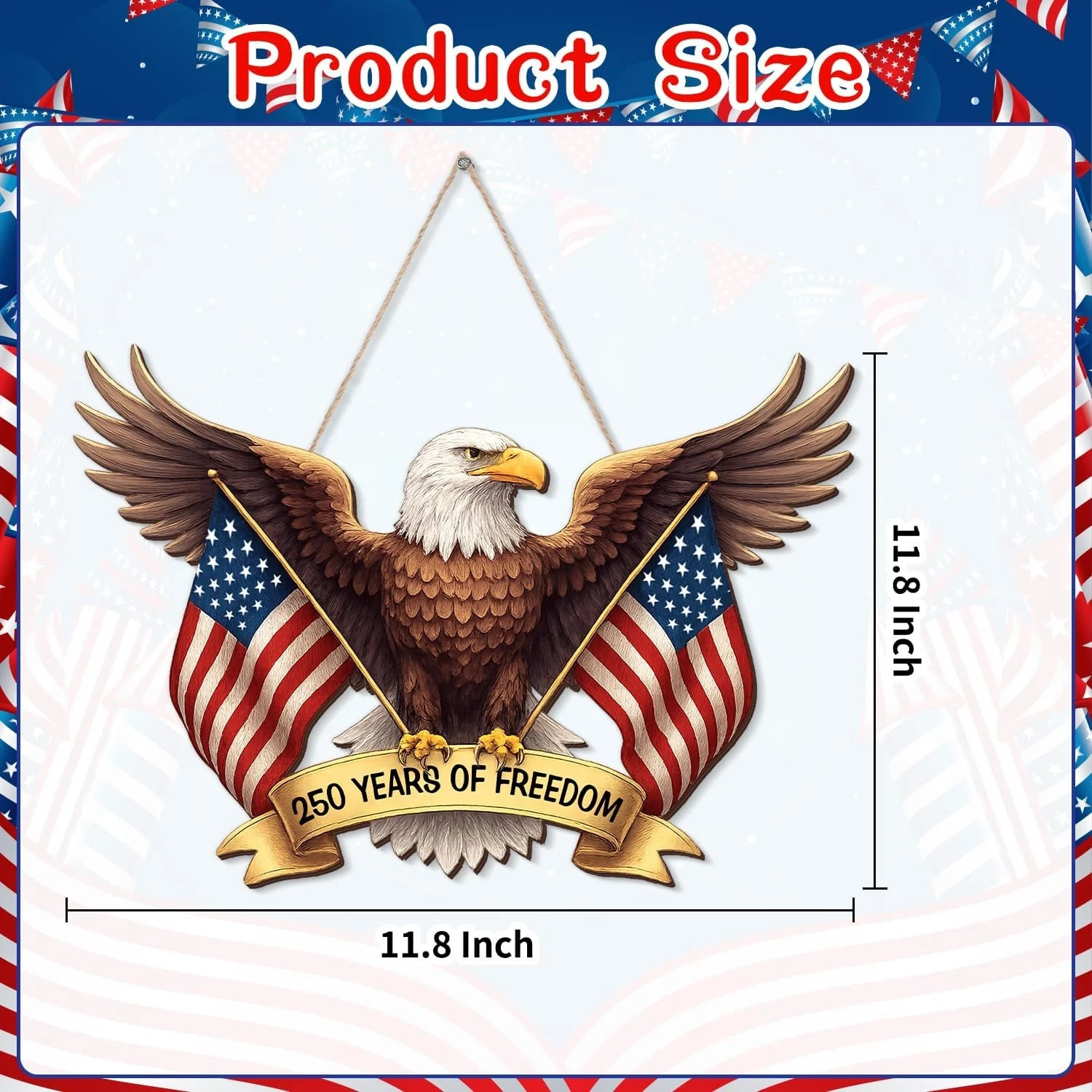 250 Anniversary 4Th of July Door Sign America Eagle 1776-2026 250 Years of Freed