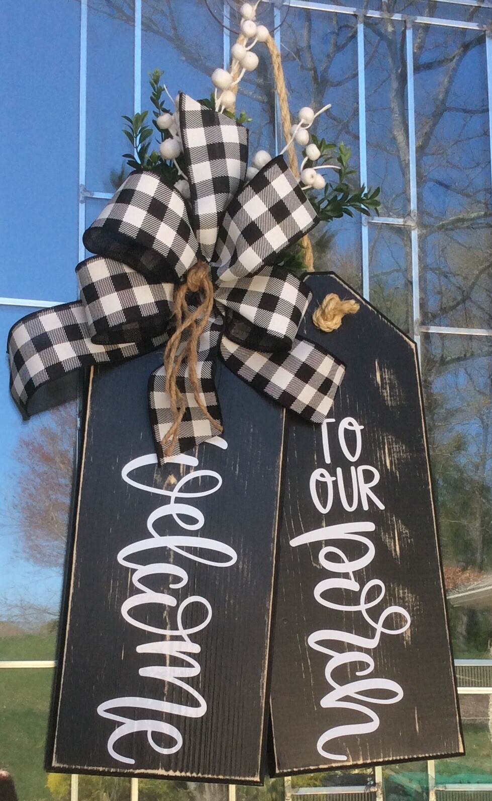 Welcome To Our Porch Large Wooden Door Tags Door Hanger Farmhouse New