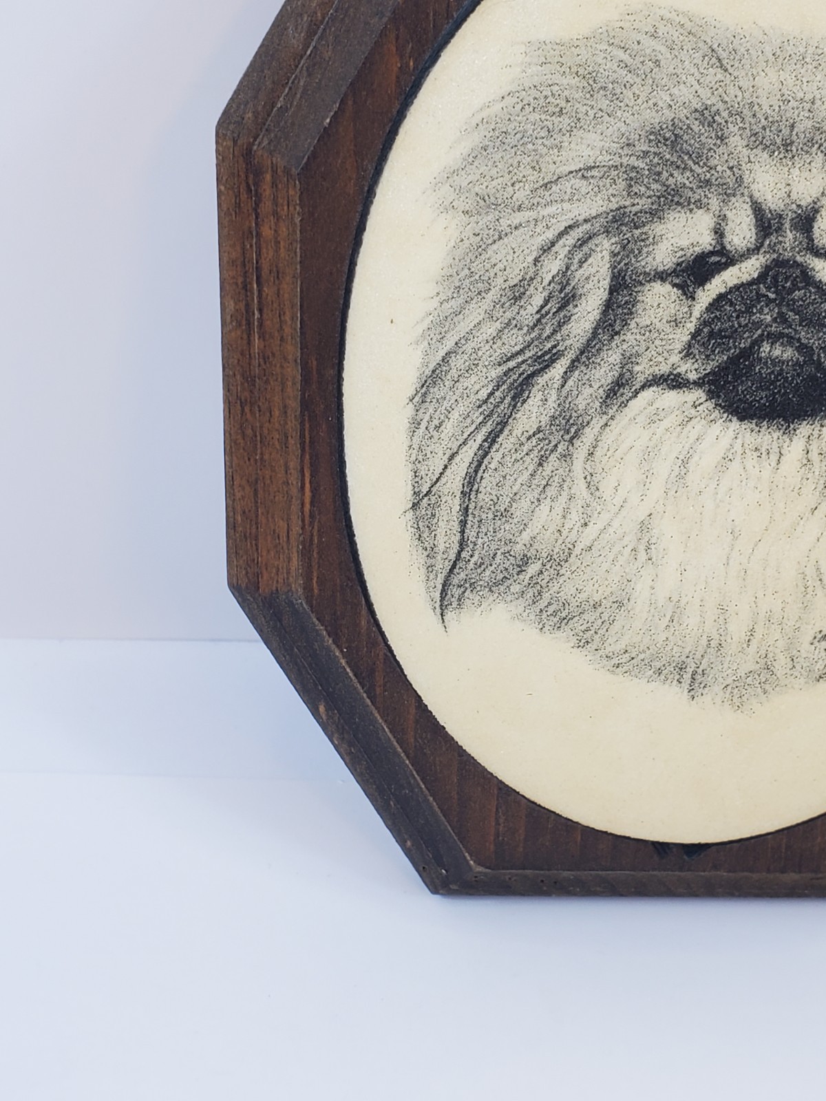 Earl Sherwan Signed Dog Beaded Glass Wall Plaque Art Handmade Hanging Vintage
