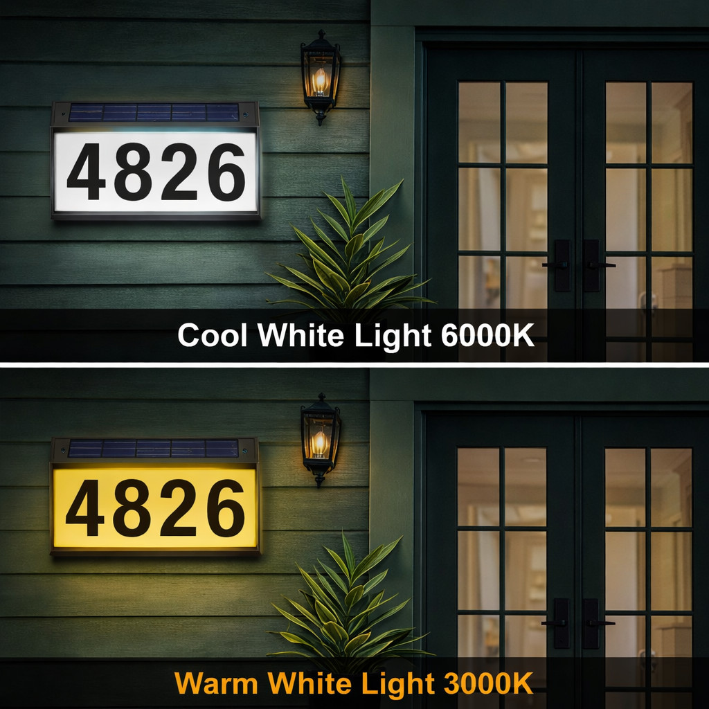 Solar Address Sign, Lighted Address Plaque Outdoor Waterproof IP65, Illuminated