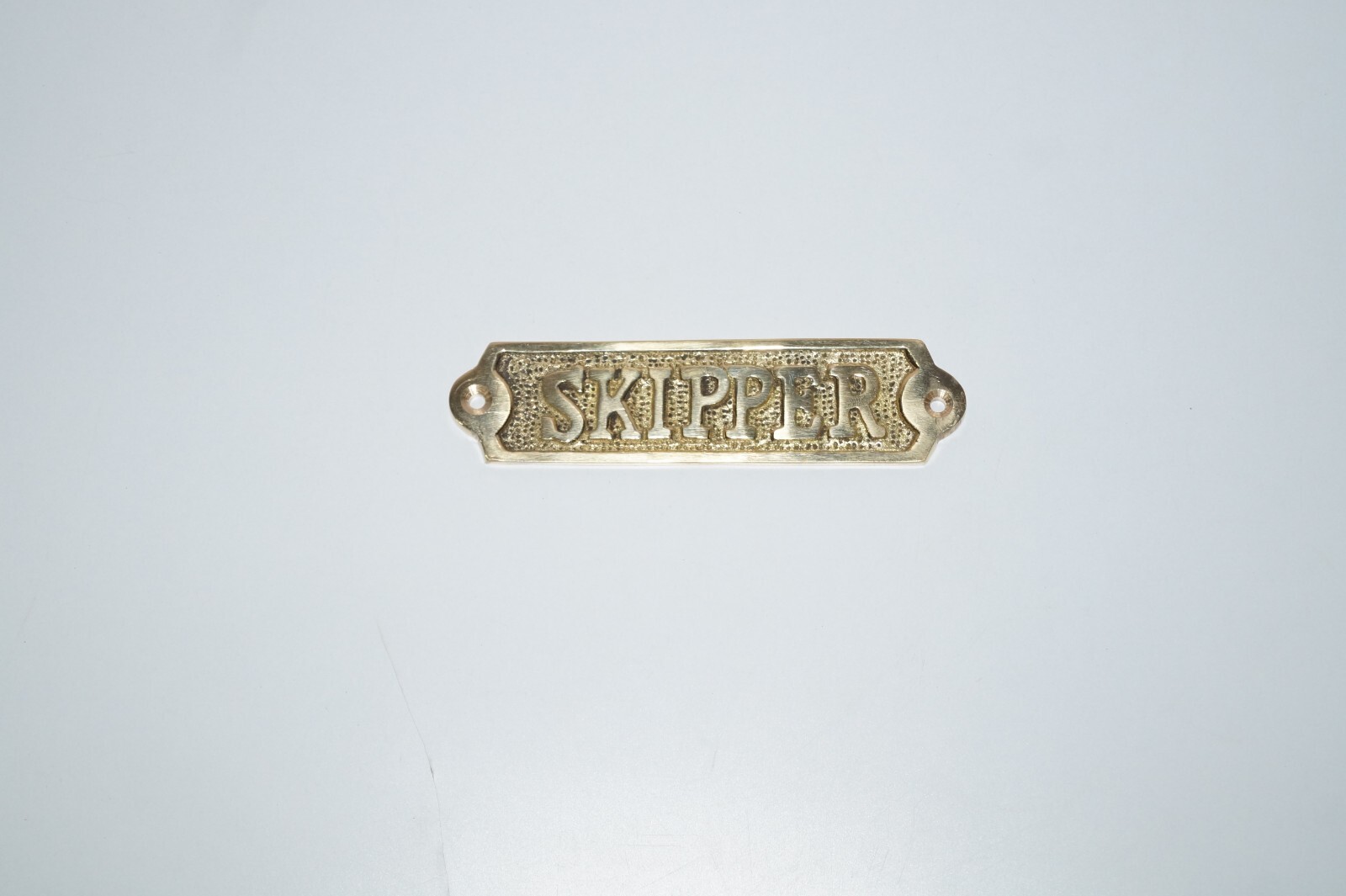 Solid Brass Door Sign “Skipper” – Metal Wall Plaque – Nautical Wall Art Marine