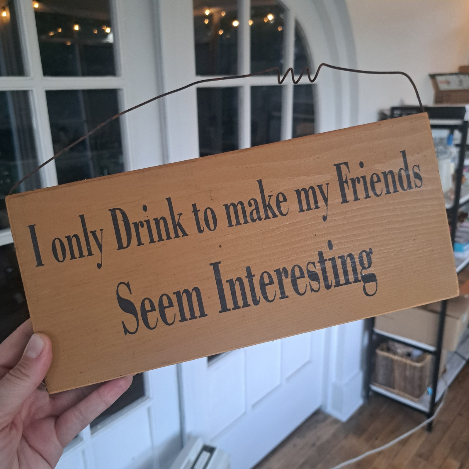 Funny Drinking Wall Decor Hang Wood Man Cave Garage Mens Bar Sign Medium Brown