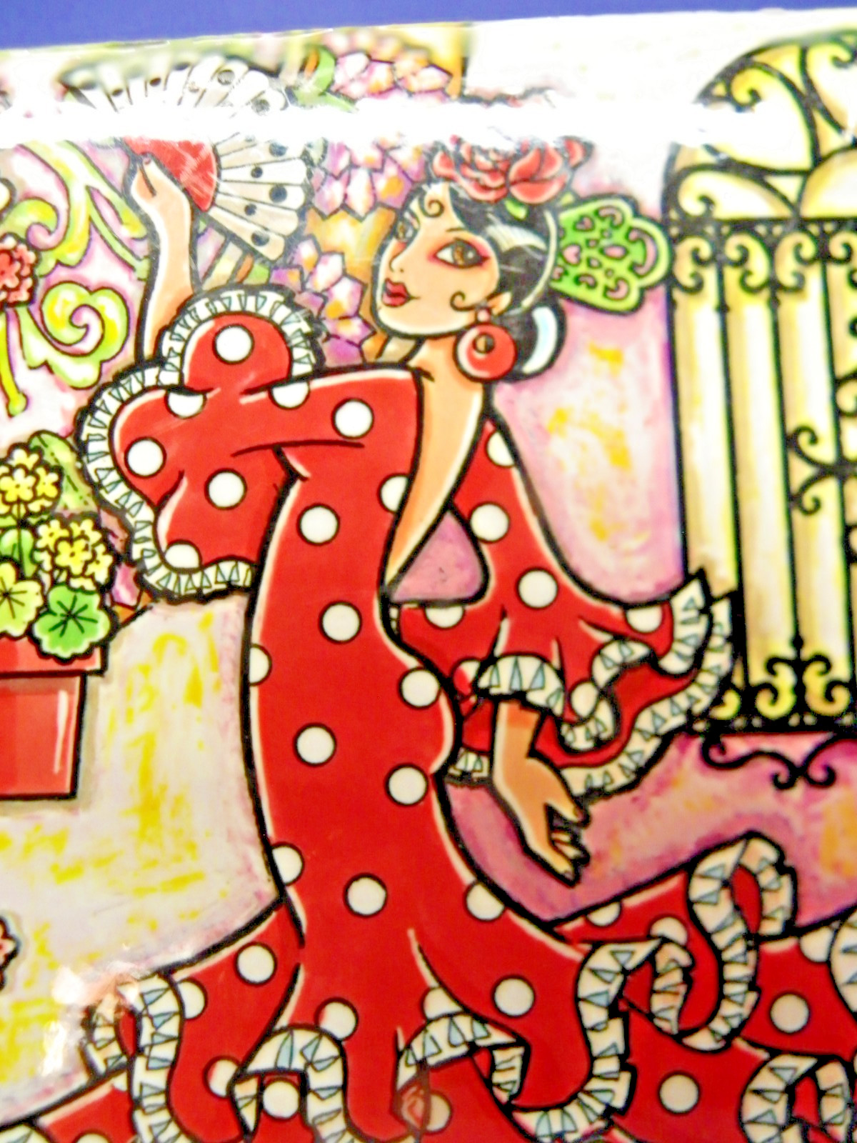 Flamenco Dancer Glossy Ceramic Tile Wall Hanging Plaque Sevilla Spain 6.5″ x6.5