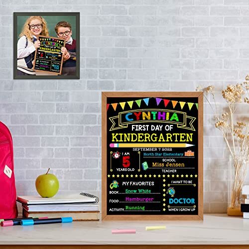 First & Last Day of School Chalkboard with Frame, 14 x 11 Inch First Day of