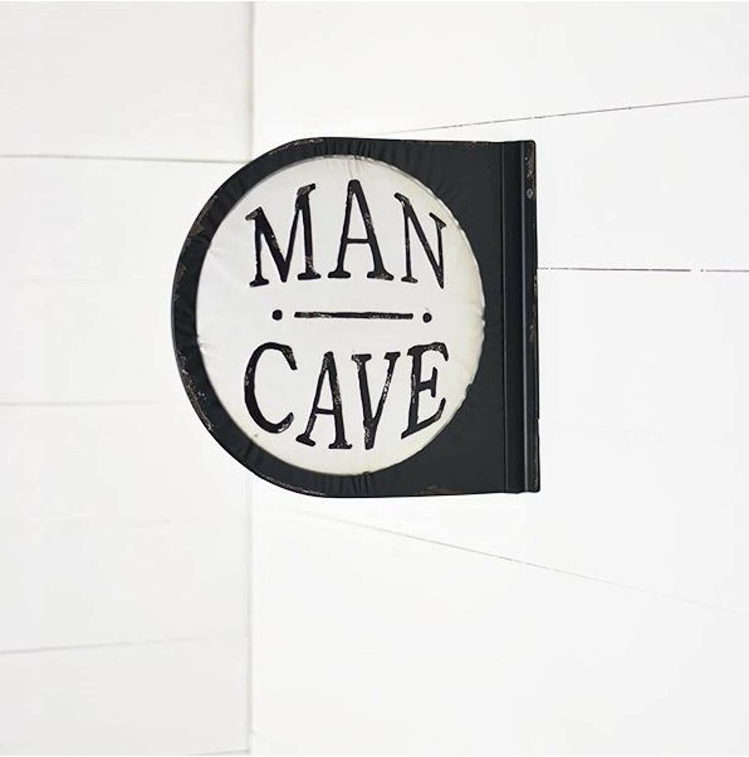 Distressed Tin Man Cave Sign, Wall Mounted, Retro Style Bar Décor, 14.25 Inches