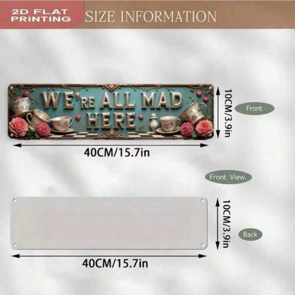New 16 x 4 ALICE IN WONDERLAND Metal Sign WERE ALL MAD HERE Tin Wall Tea Party