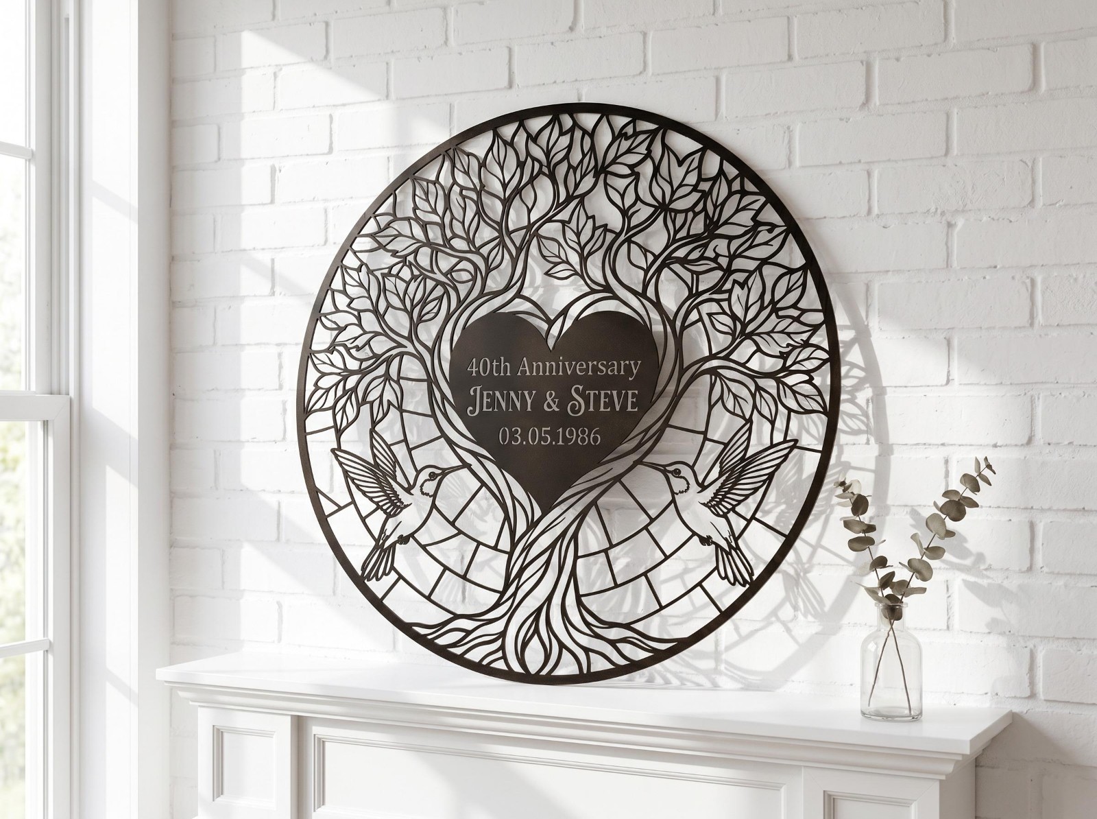 Personalized Tree of Love Metal Sign, Anniversary Couple Wall Art Gift
