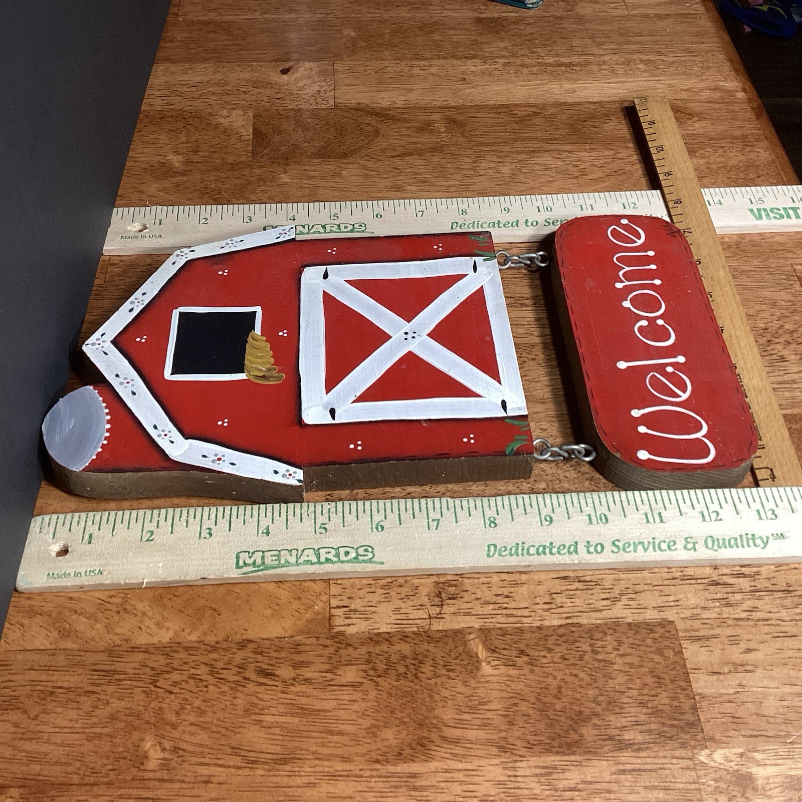 Handmade Welcome Sign Rustic Wooden Red Barn Wall Art Decor Farmhouse