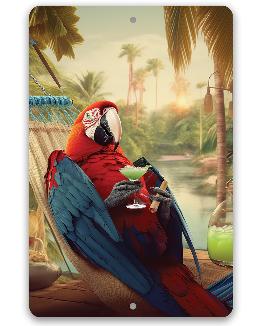 Metal Sign – Life is Good Parrot Retro Vintage Decoration Perfect for Beach Home
