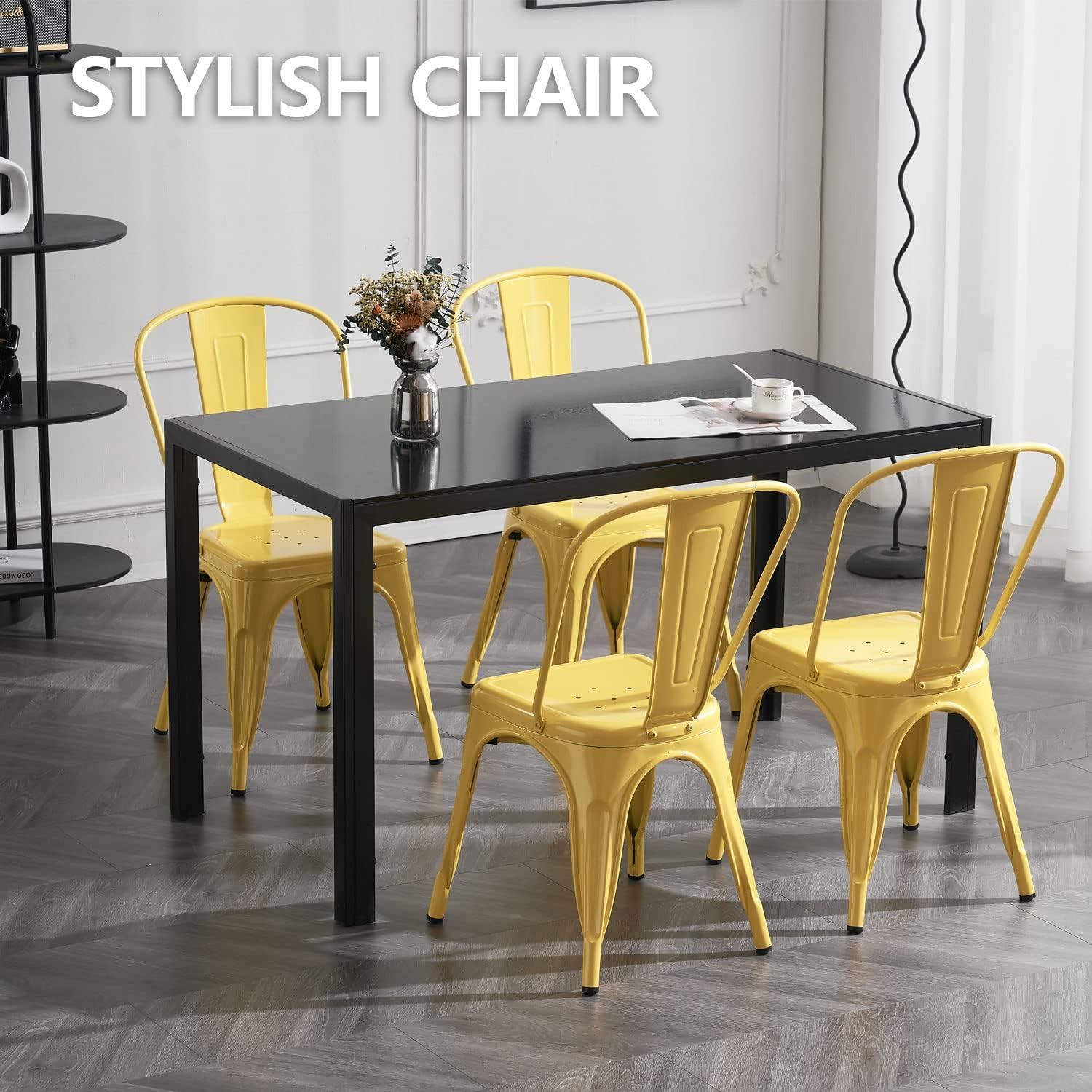 Metal Dining Chair Farmhouse Tolix Style for Kitchen Dining Room Café Restaurant