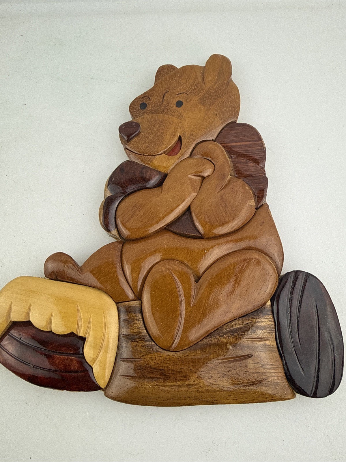 Handmade Glossy Finish Winnie The Pooh 3D Wooden Wall Art Nursery Home Decor