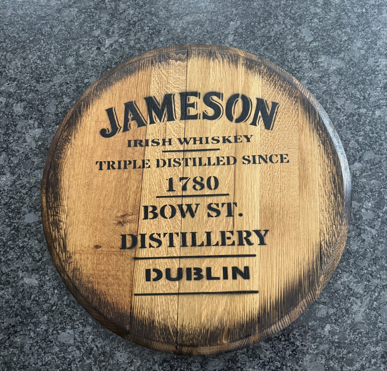 (Jameson Irish Whiskey) Bar Decor Barrel Head/ Lid wood wall art 21”dia